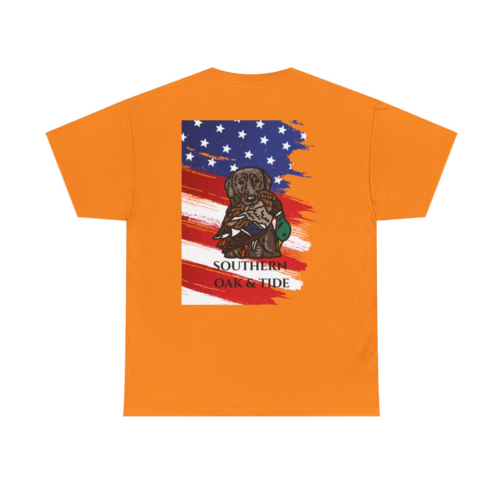Unisex Heavy Cotton Tee(American flag with duck & dog)
