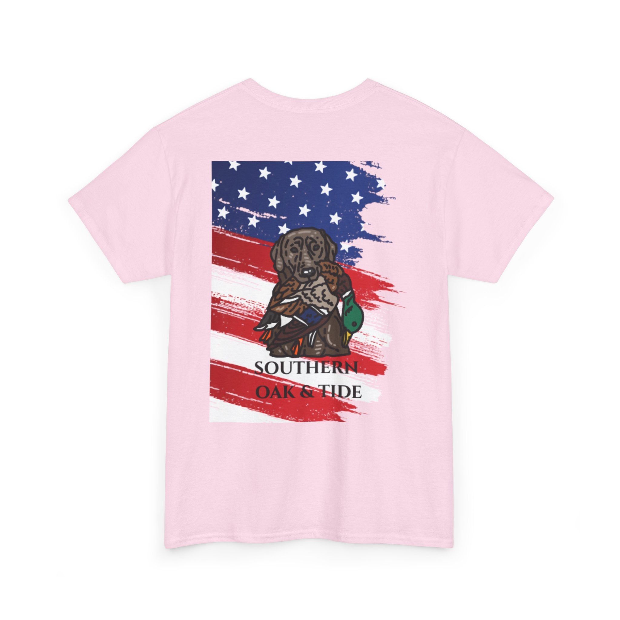 Unisex Heavy Cotton Tee(American flag with duck & dog)