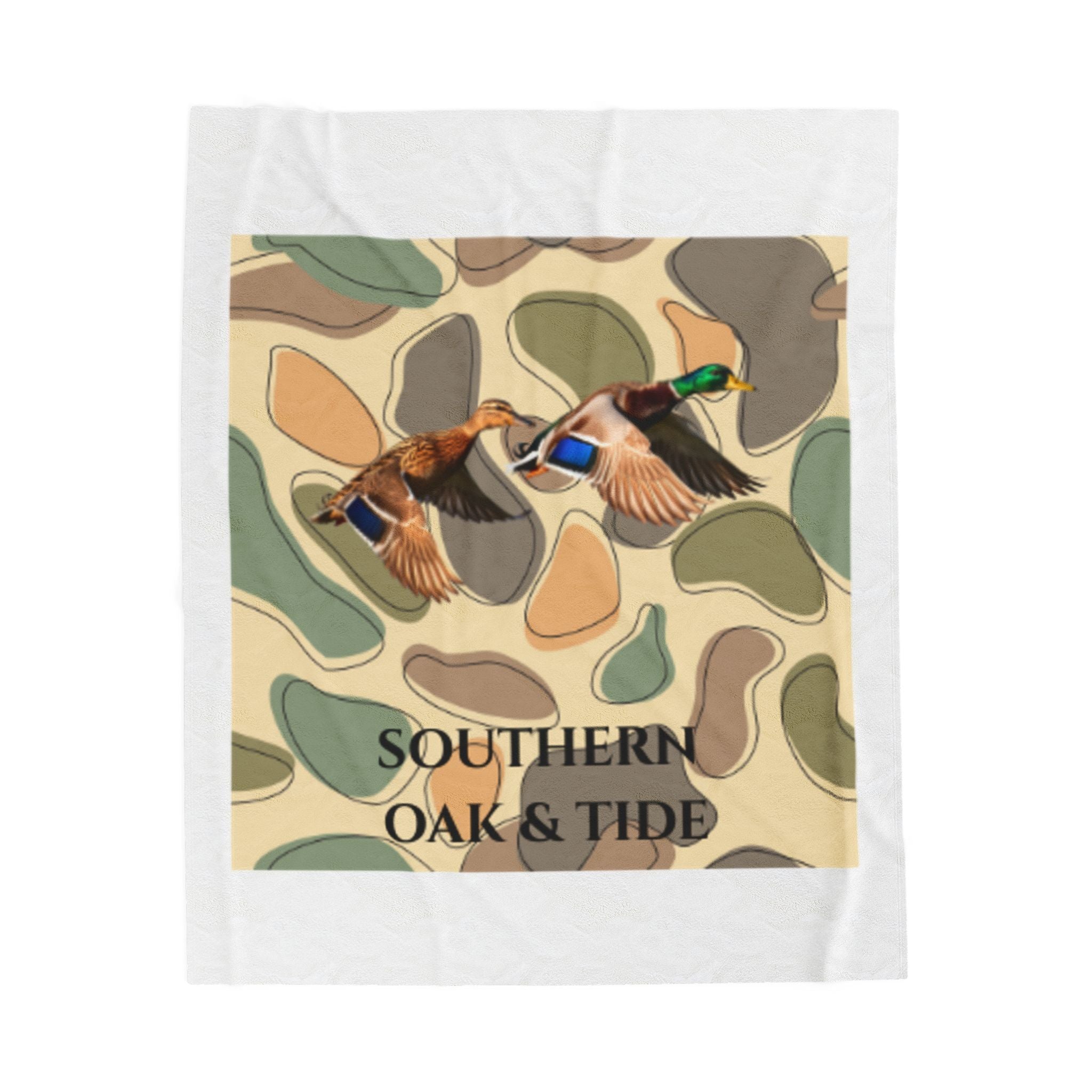 Mallard Ducks Camouflage Velveteen Plush Blanket | Southern Oak & Tide