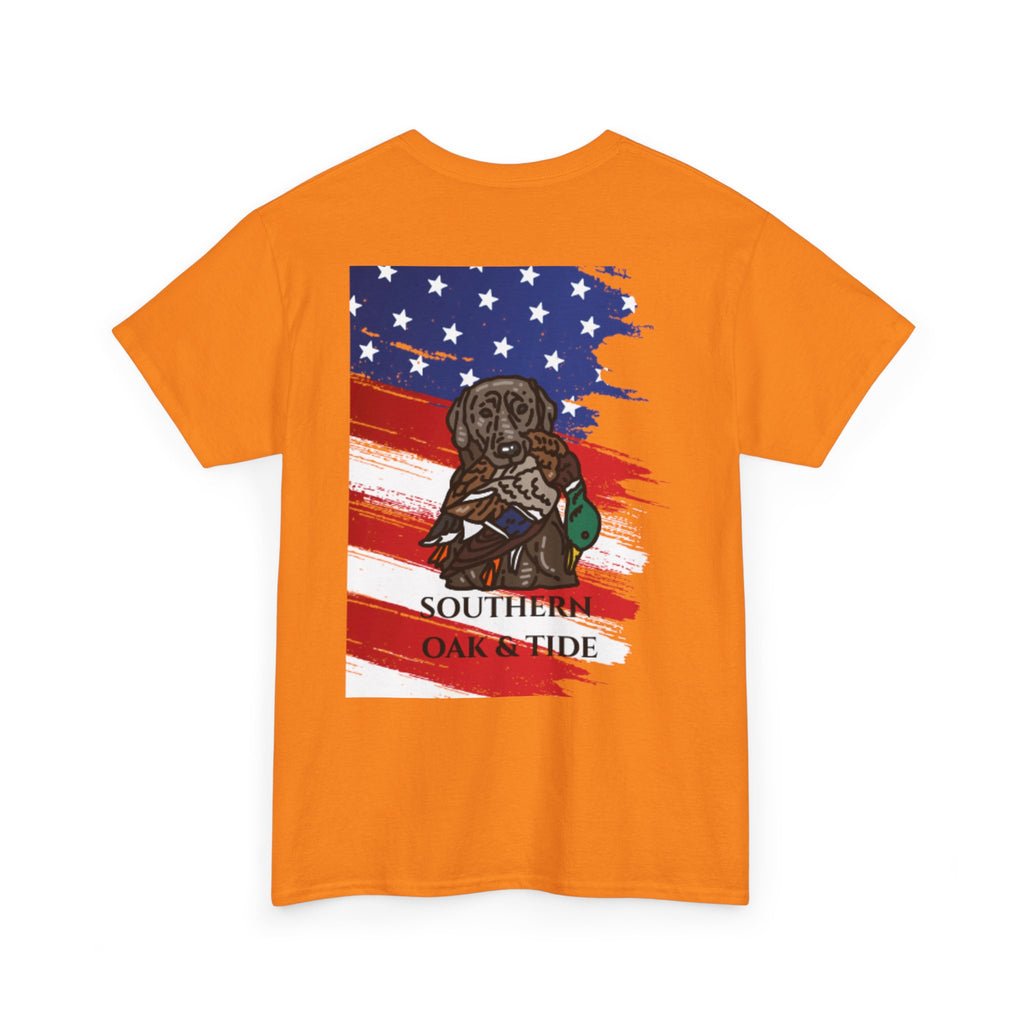 Unisex Heavy Cotton Tee(American flag with duck & dog)