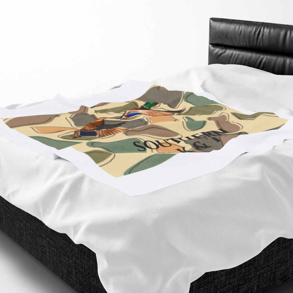 Mallard Ducks Camouflage Velveteen Plush Blanket | Southern Oak & Tide