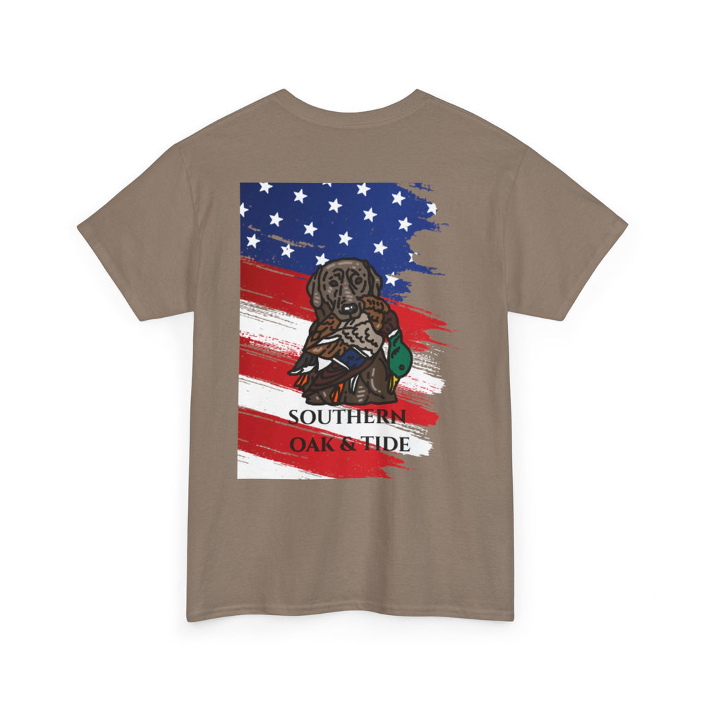 Unisex Heavy Cotton Tee(American flag with duck & dog)