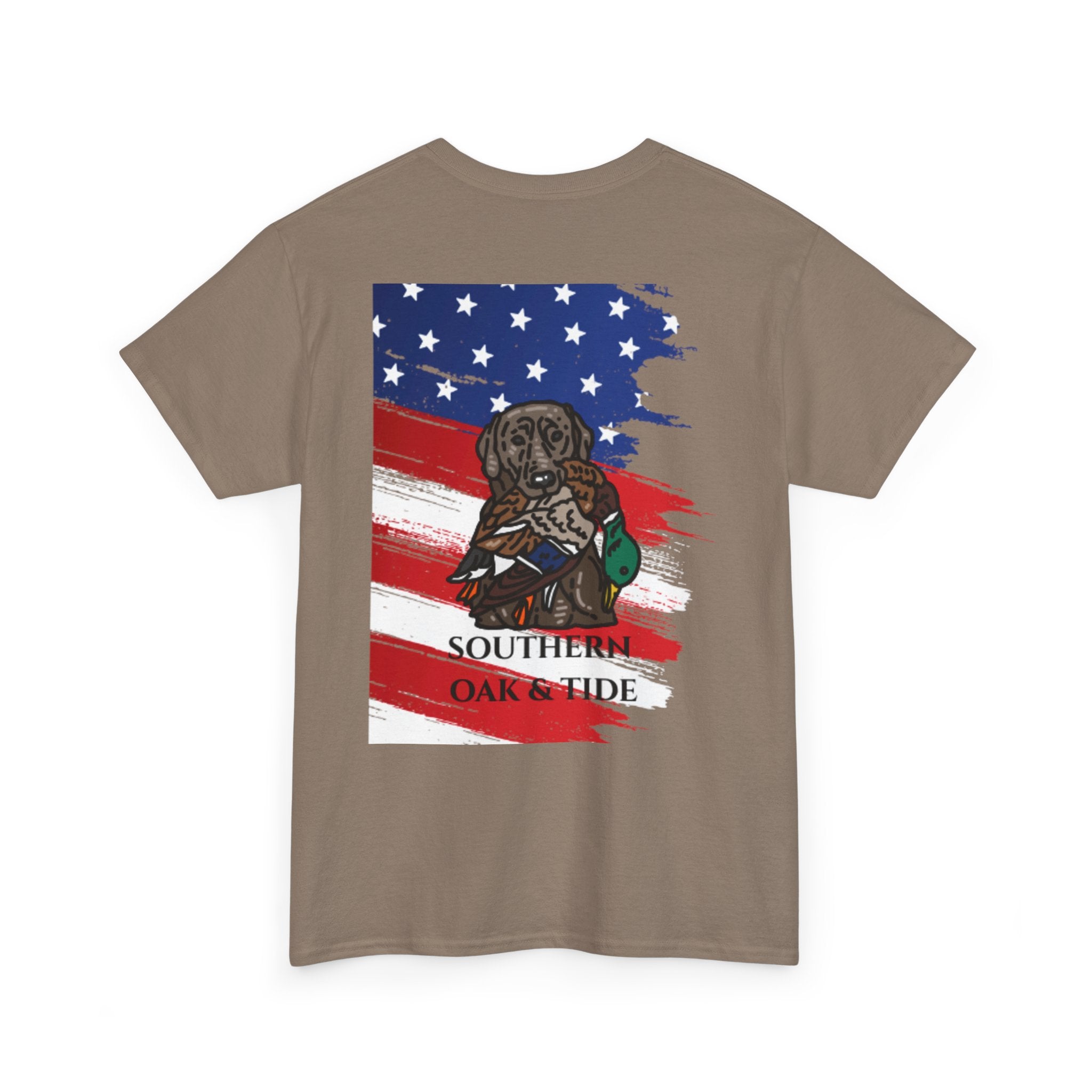Unisex Heavy Cotton Tee(American flag with duck & dog)