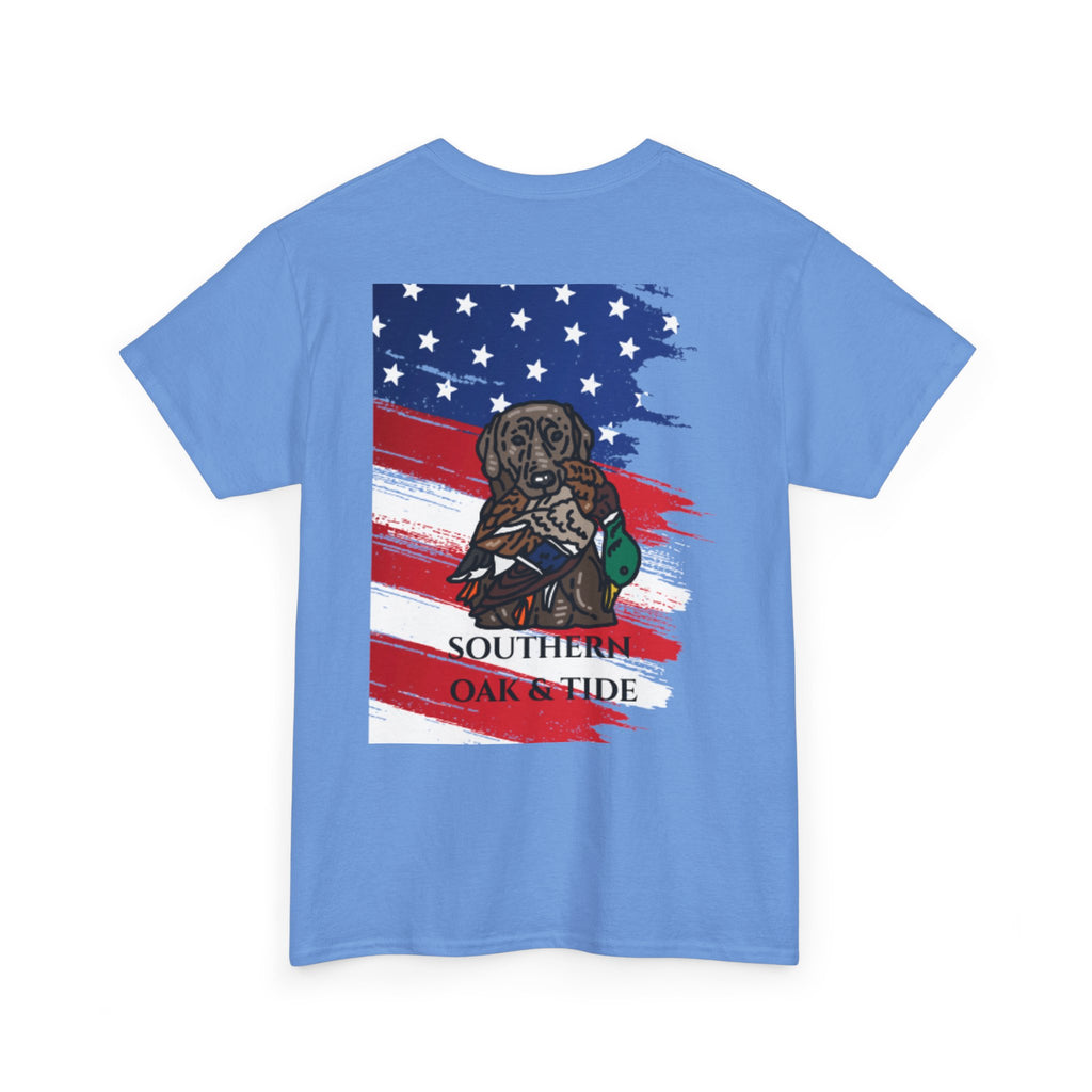 Unisex Heavy Cotton Tee(American flag with duck & dog)
