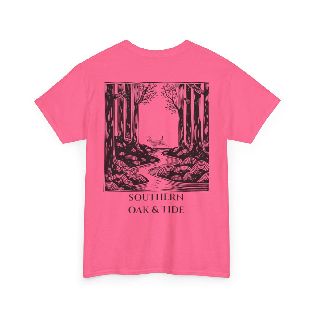 Unisex Heavy Cotton Tee(deer jumping across stream)