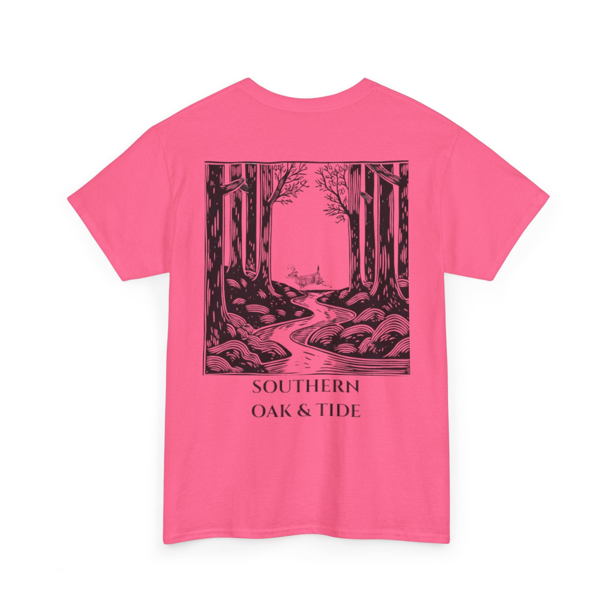 Unisex Heavy Cotton Tee(deer jumping across stream)