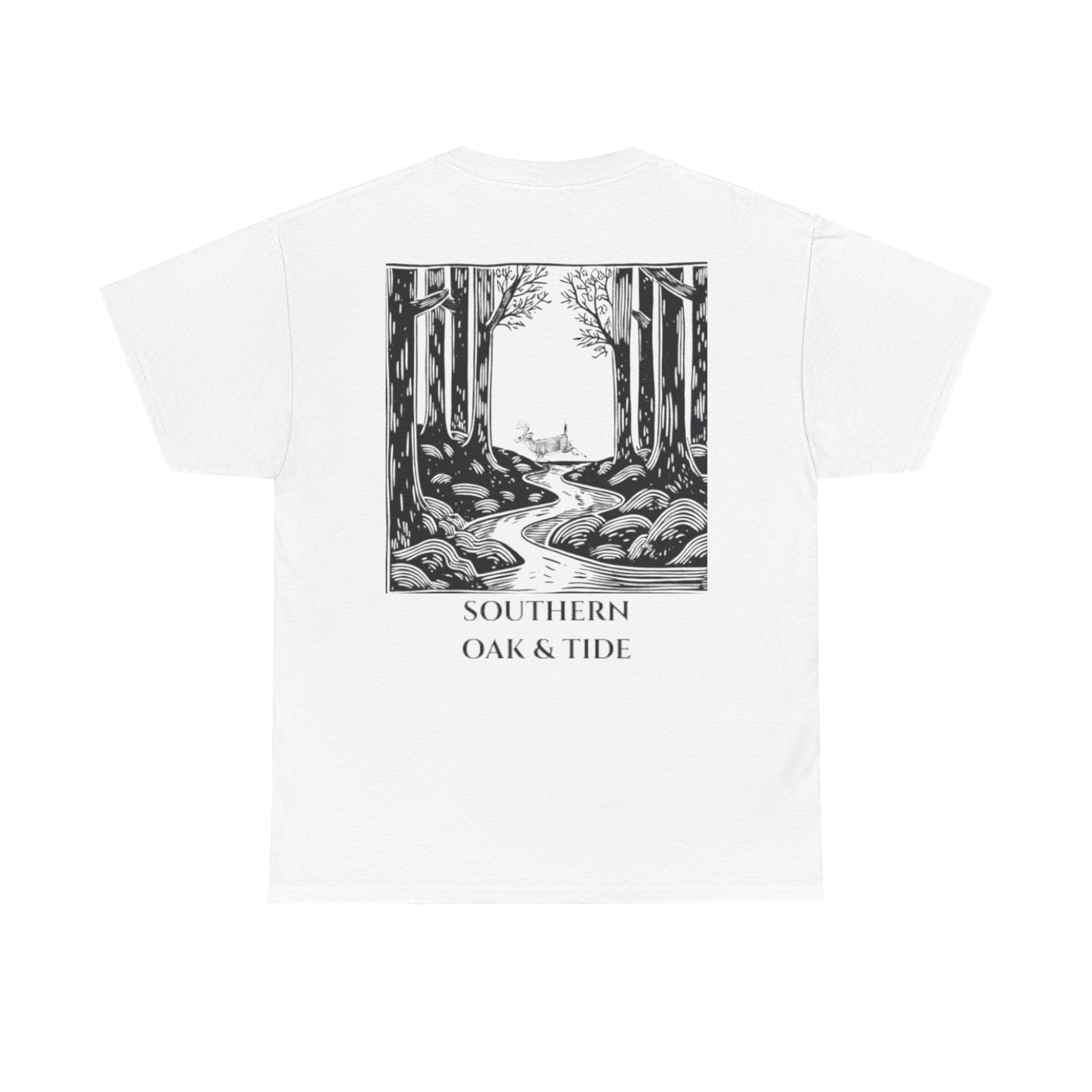 Unisex Heavy Cotton Tee(deer jumping across stream)