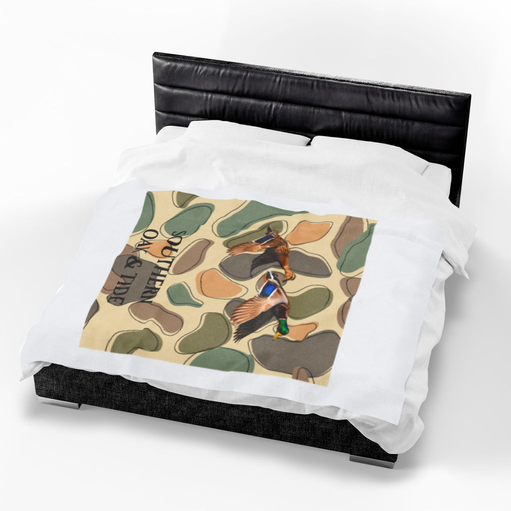Mallard Ducks Camouflage Velveteen Plush Blanket | Southern Oak & Tide