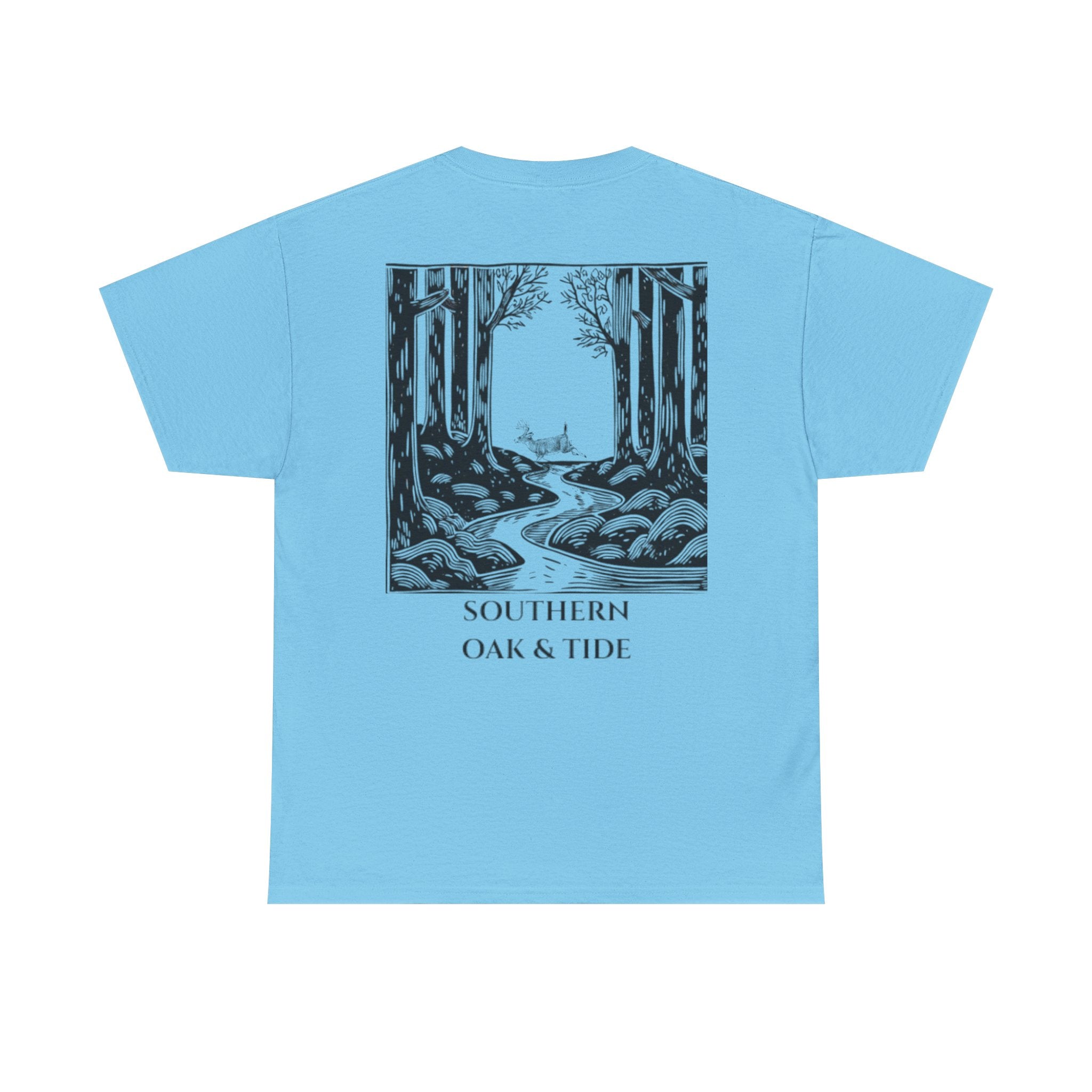 Unisex Heavy Cotton Tee(deer jumping across stream)