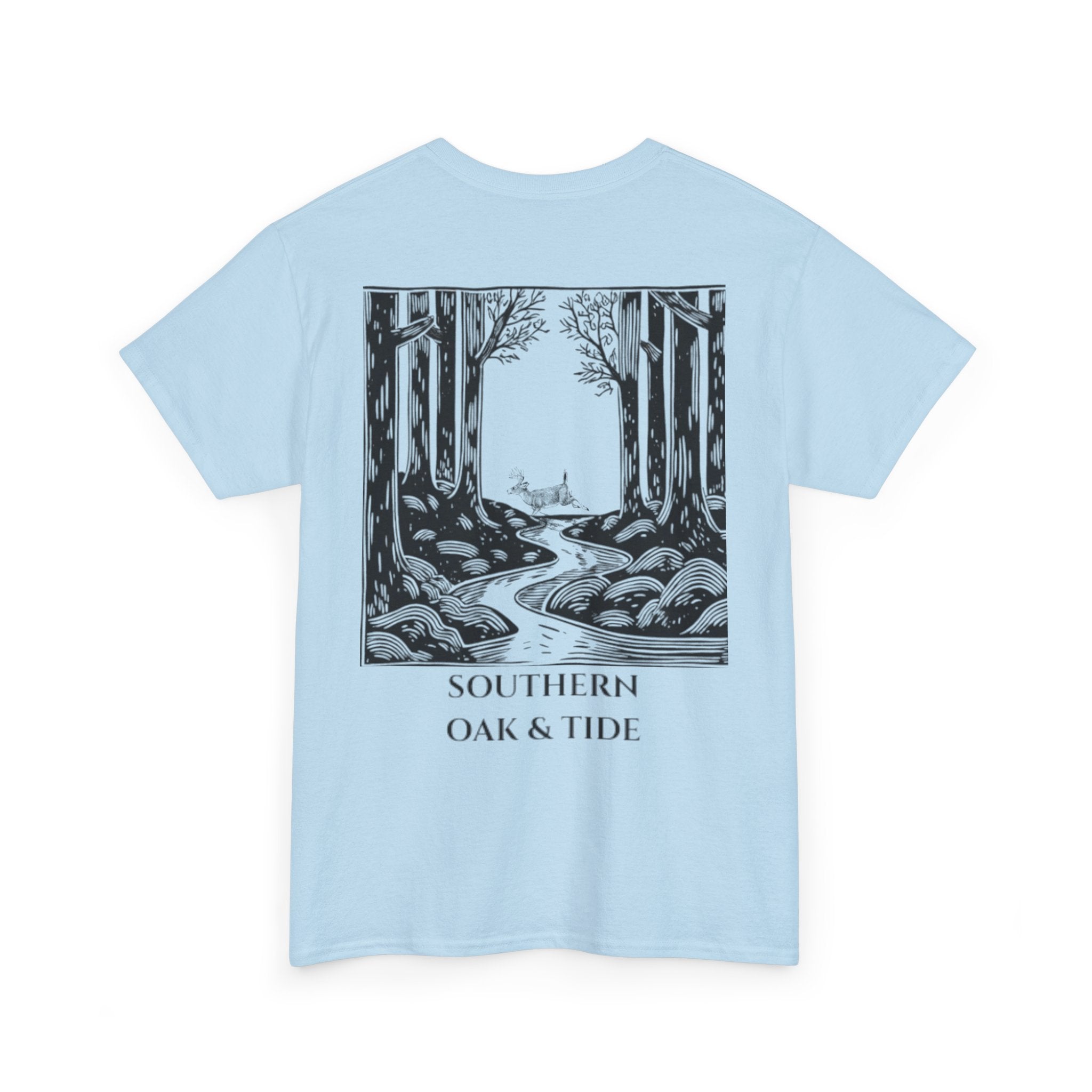 Unisex Heavy Cotton Tee(deer jumping across stream)