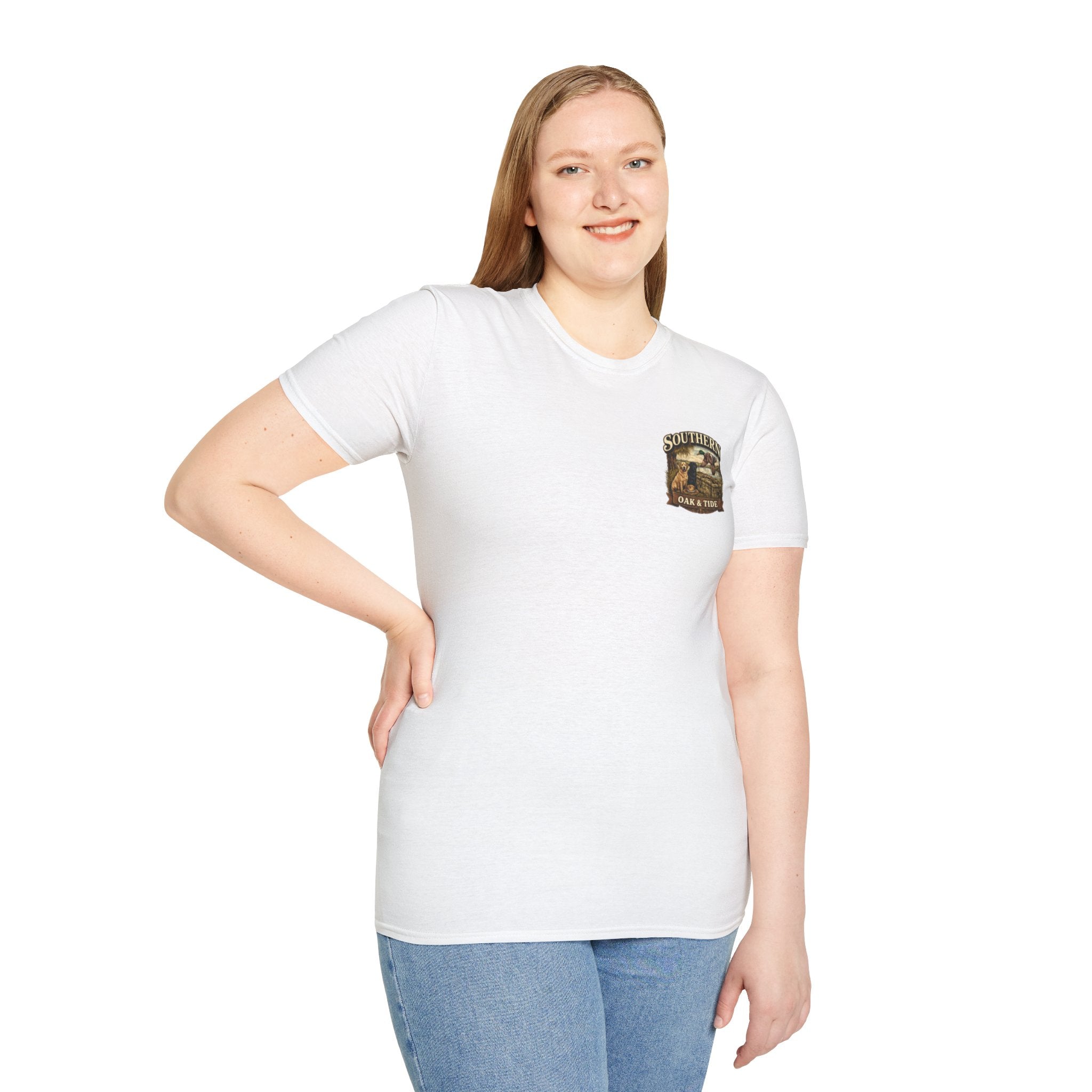 Southern Oak & Tide T-Shirt — Hunting Dogs, Duck & Sunset Graphic Tee
