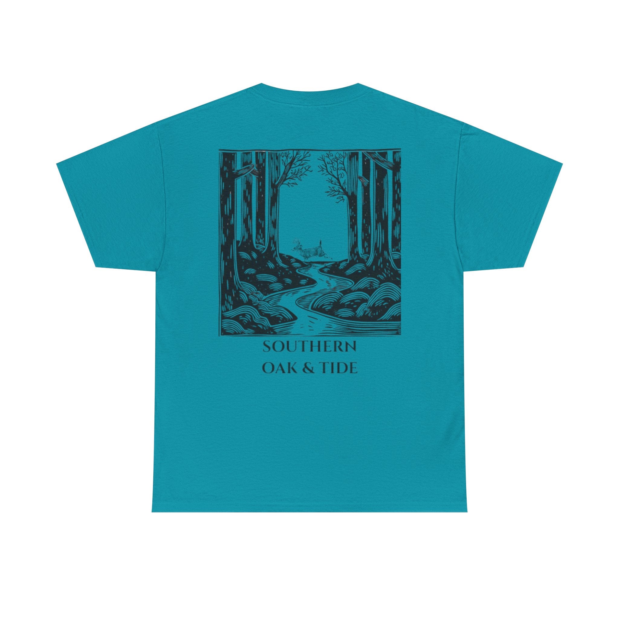 Unisex Heavy Cotton Tee(deer jumping across stream)