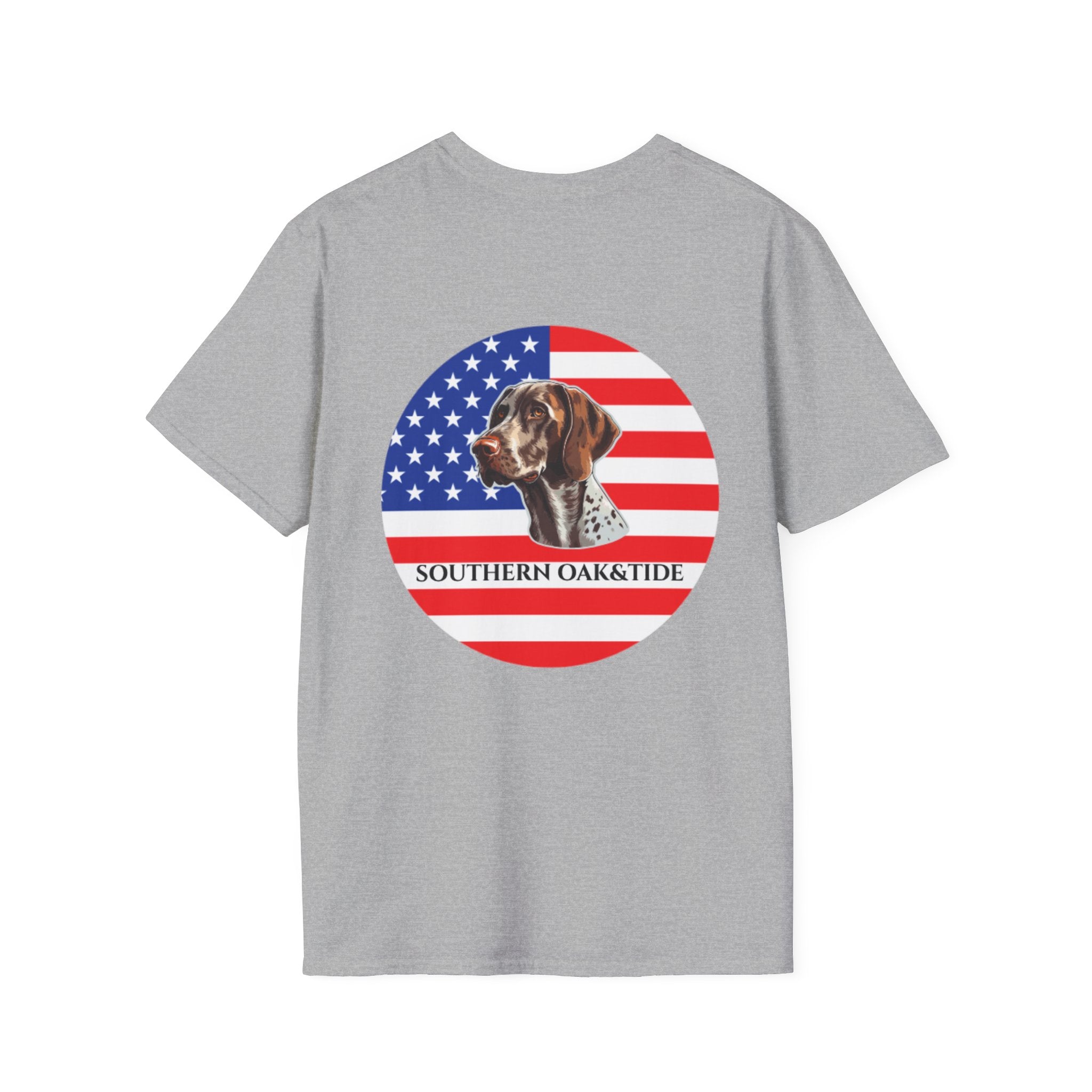 Patriotic Hunting Dog T-Shirt – “Southern Oak & Tide” USA Flag Tee