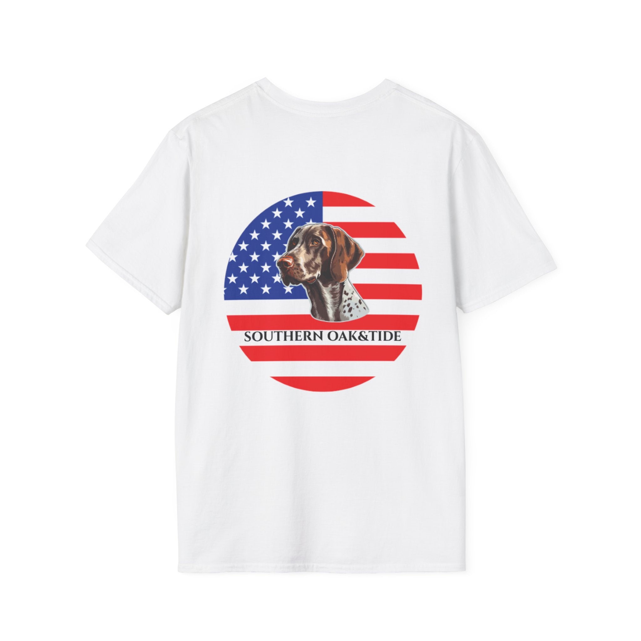Patriotic Hunting Dog T-Shirt – “Southern Oak & Tide” USA Flag Tee