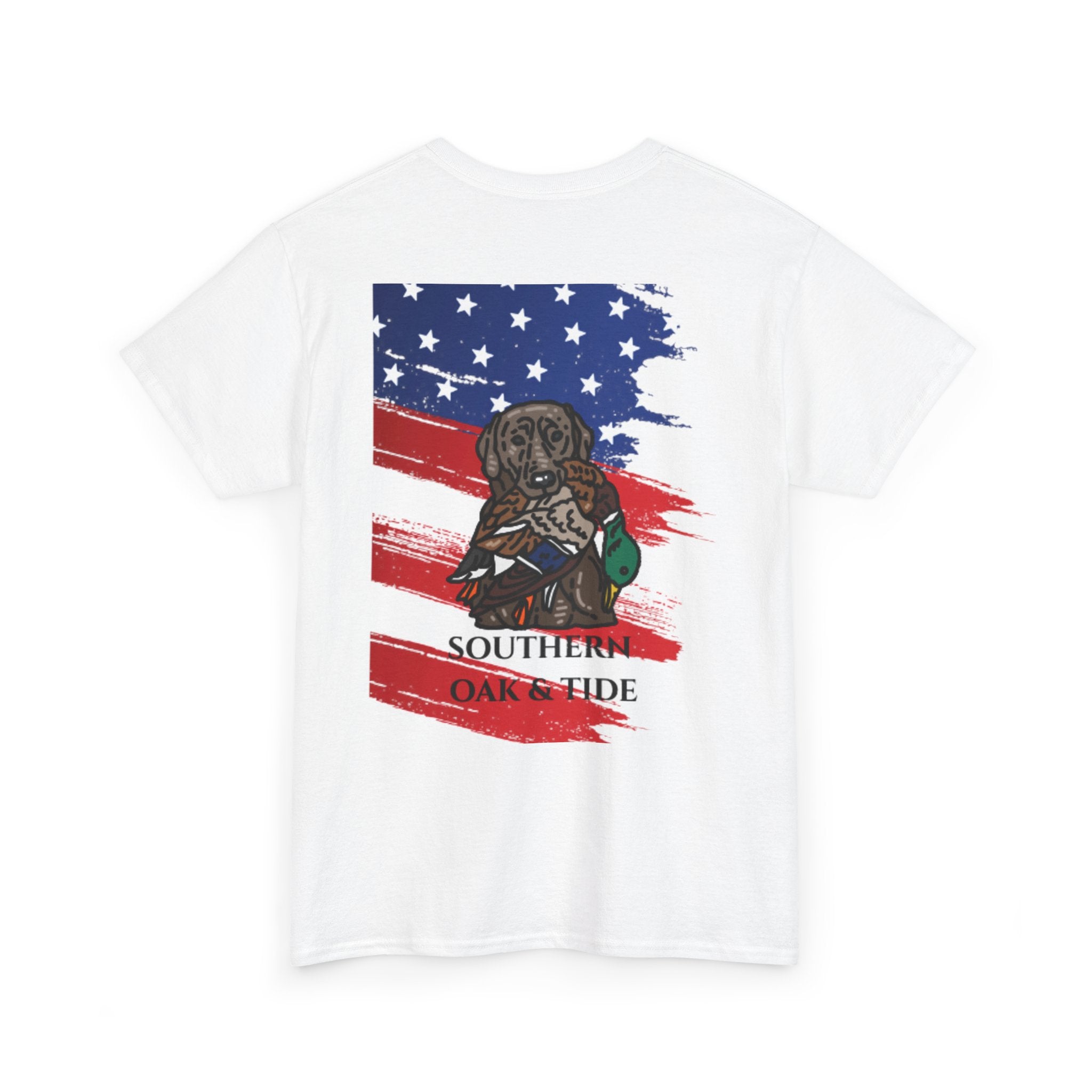 Unisex Heavy Cotton Tee(American flag with duck & dog)