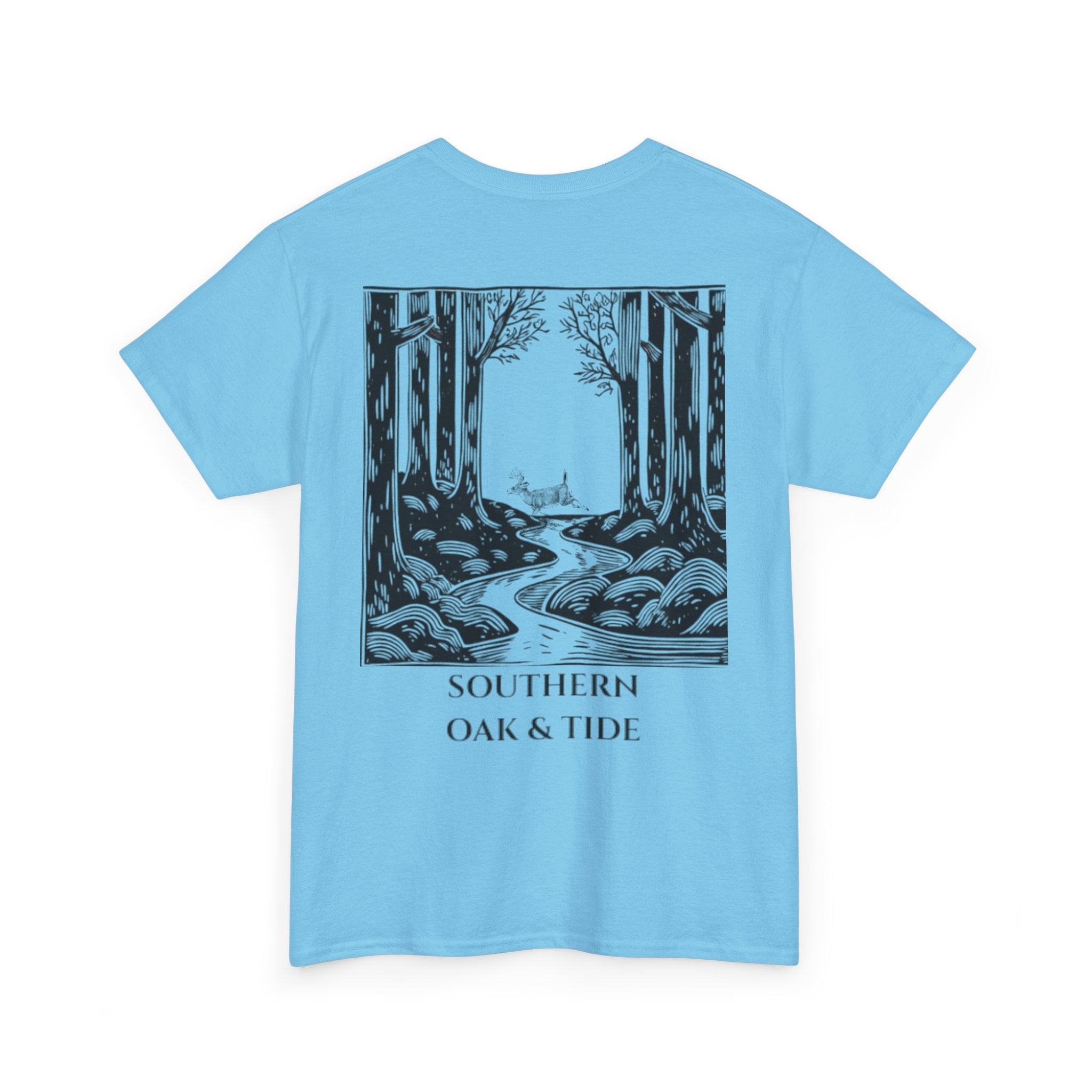 Unisex Heavy Cotton Tee(deer jumping across stream)