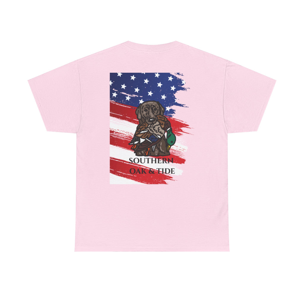 Unisex Heavy Cotton Tee(American flag with duck & dog)
