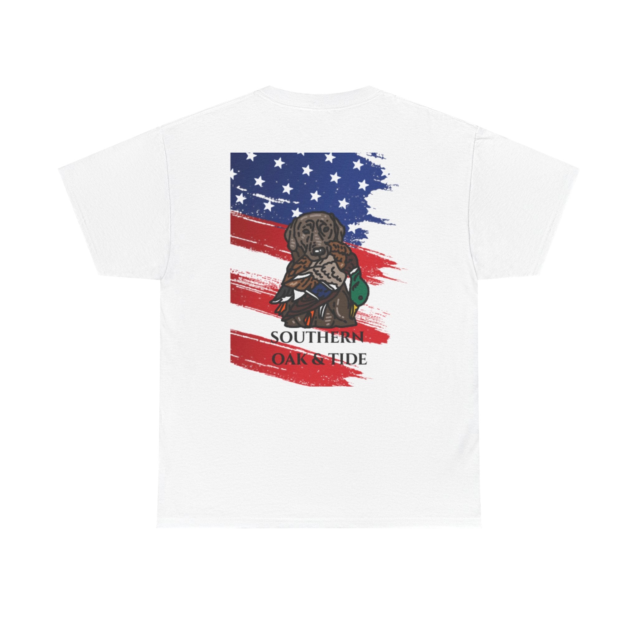 Unisex Heavy Cotton Tee(American flag with duck & dog)