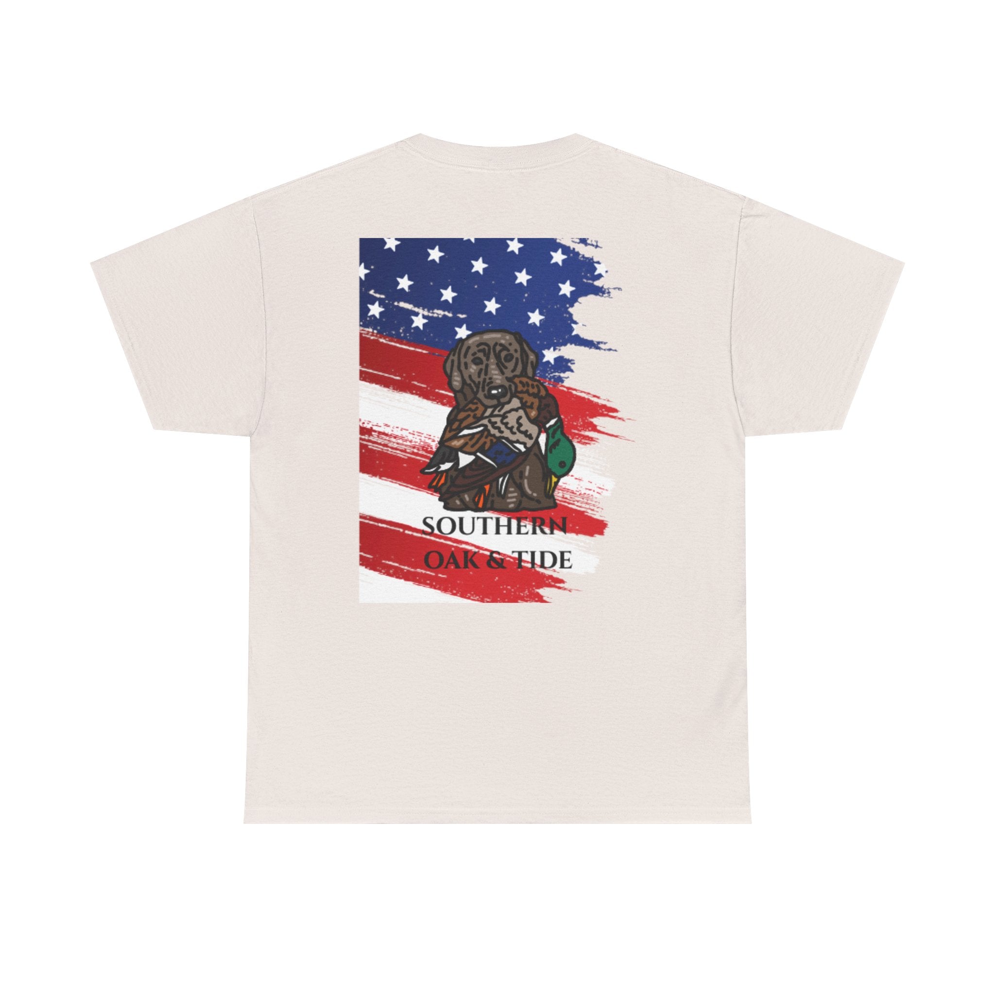 Unisex Heavy Cotton Tee(American flag with duck & dog)
