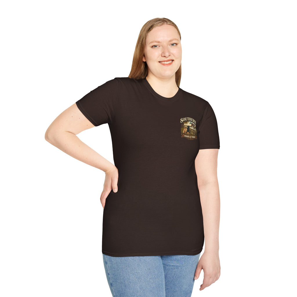 Southern Oak & Tide T-Shirt — Hunting Dogs, Duck & Sunset Graphic Tee