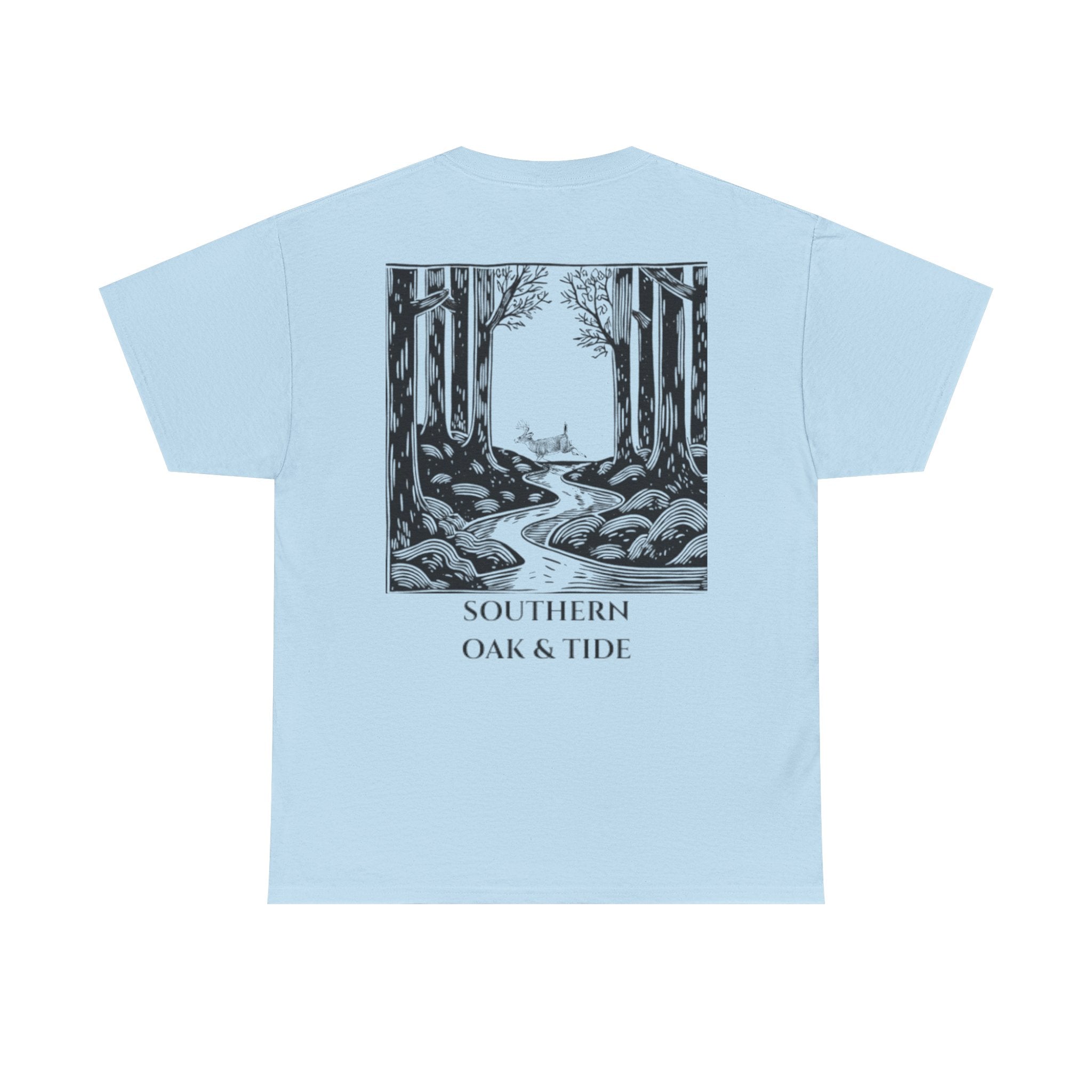 Unisex Heavy Cotton Tee(deer jumping across stream)