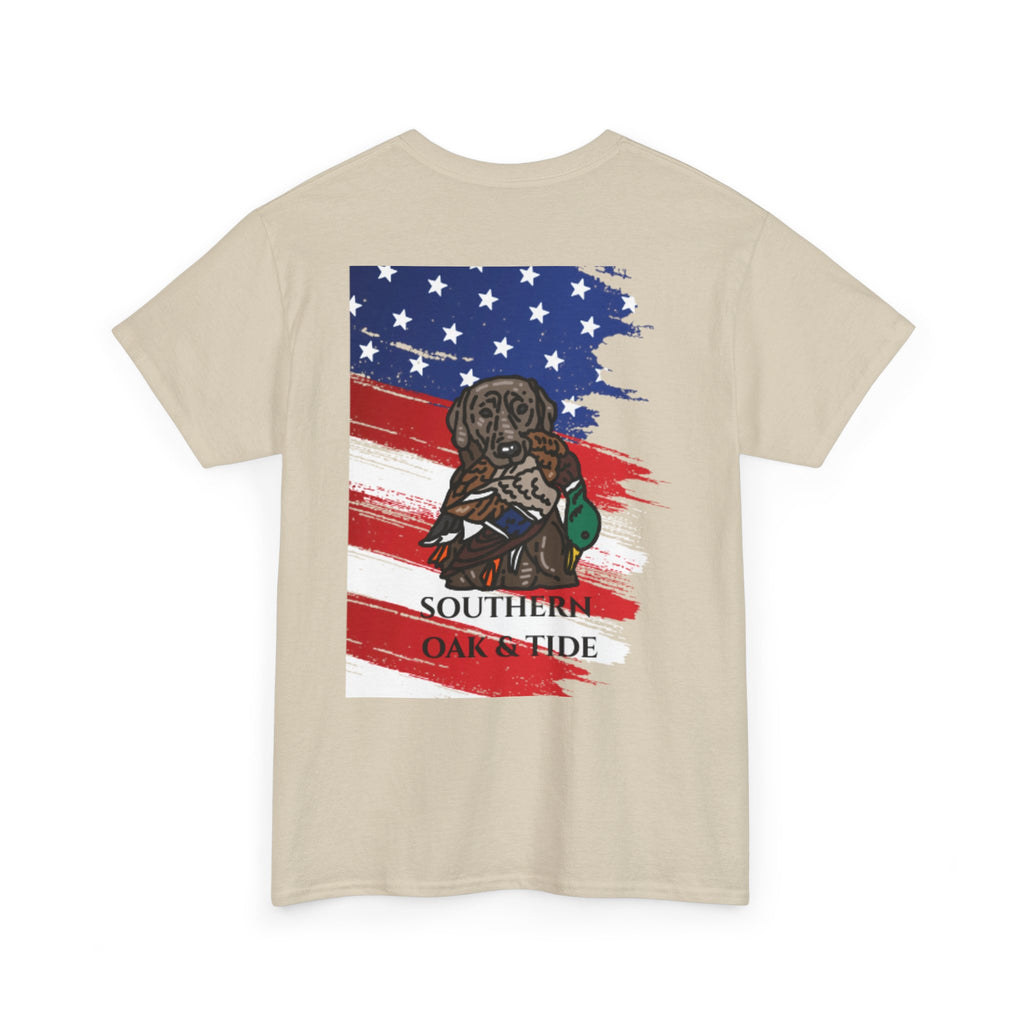 Unisex Heavy Cotton Tee(American flag with duck & dog)