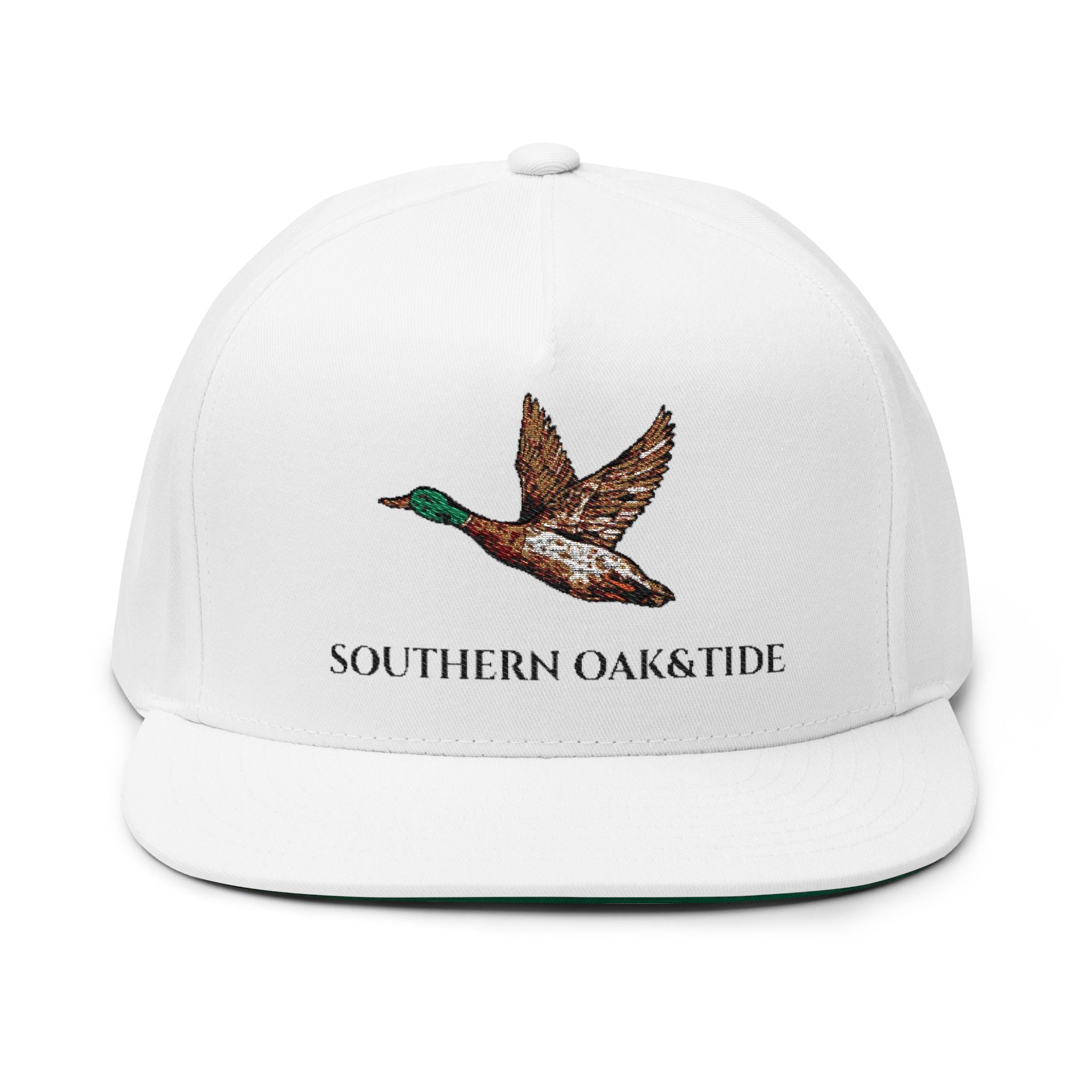 Duck Embroidered Flat Bill Cap — Southern Oak & Tide Logo