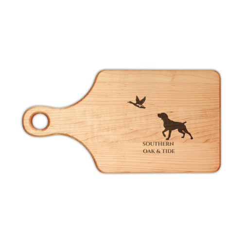 Hunting Dog and Duck Engraved Wooden Cutting Board | Personalized Cutting Board