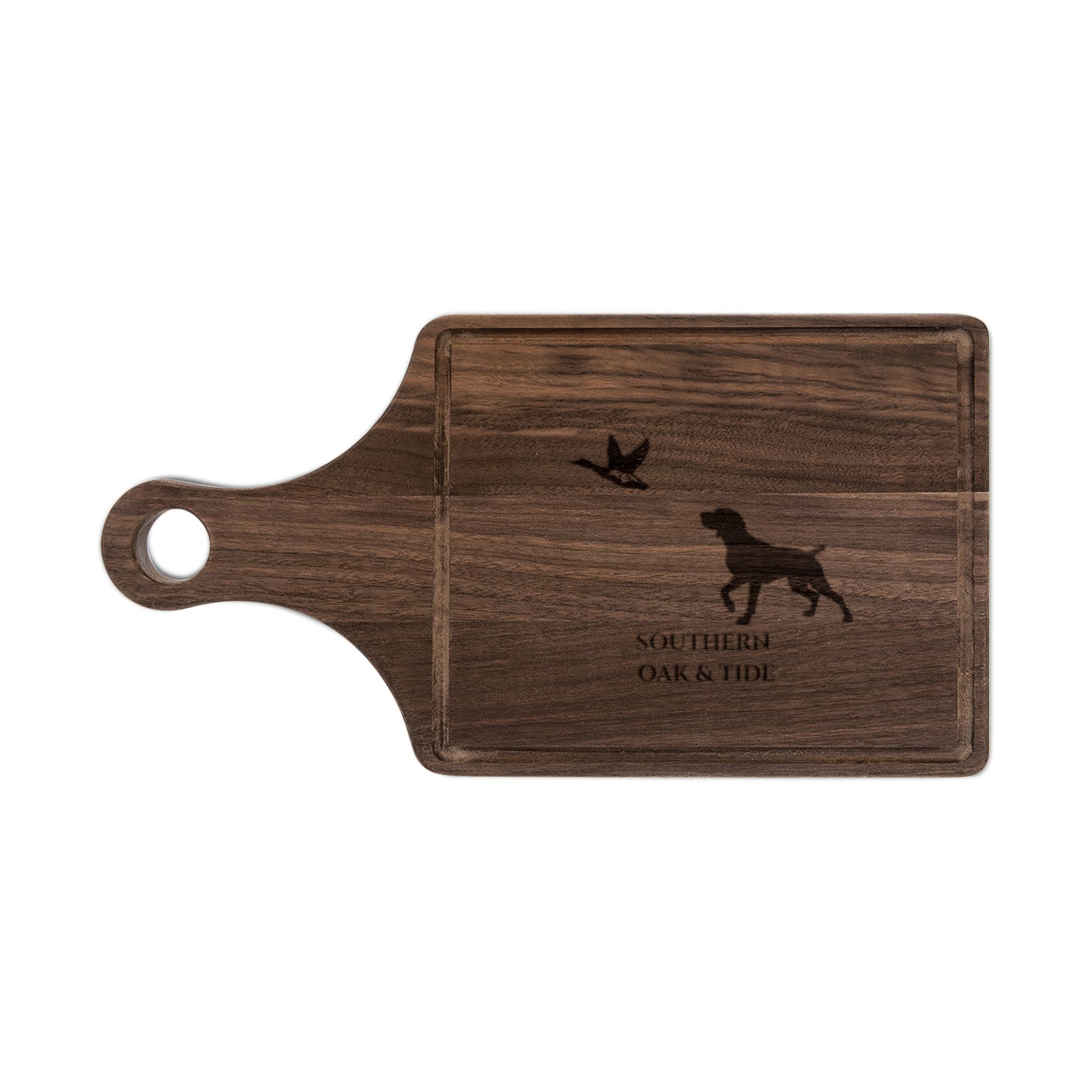 Hunting Dog and Duck Engraved Wooden Cutting Board | Personalized Cutting Board
