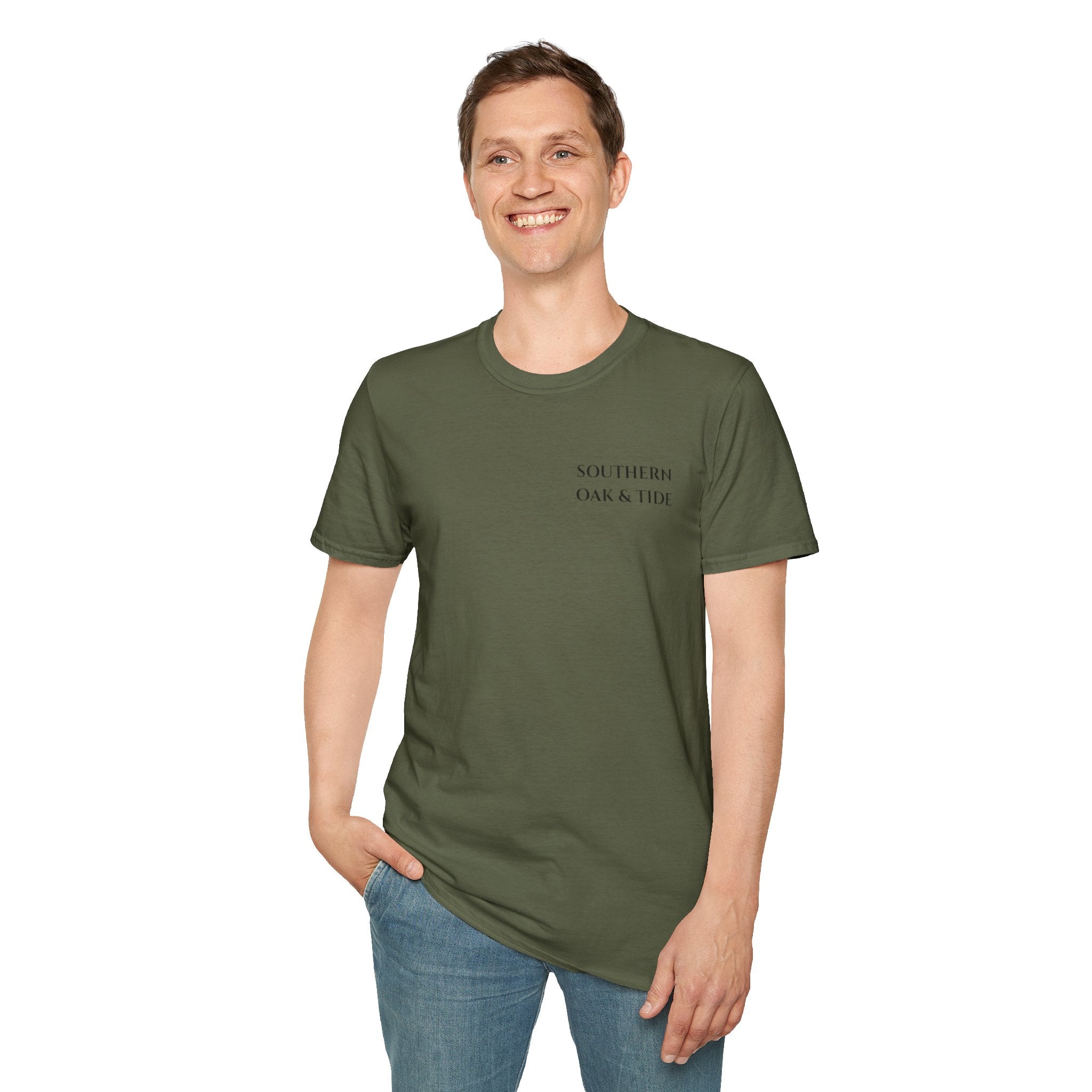 Patriotic Hunting Dog T-Shirt – “Southern Oak & Tide” USA Flag Tee