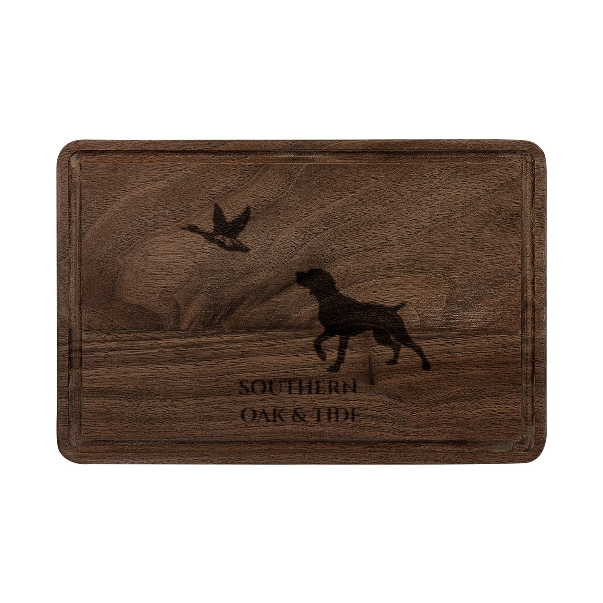 Hunting Dog and Duck Engraved Wooden Cutting Board | Personalized Cutting Board