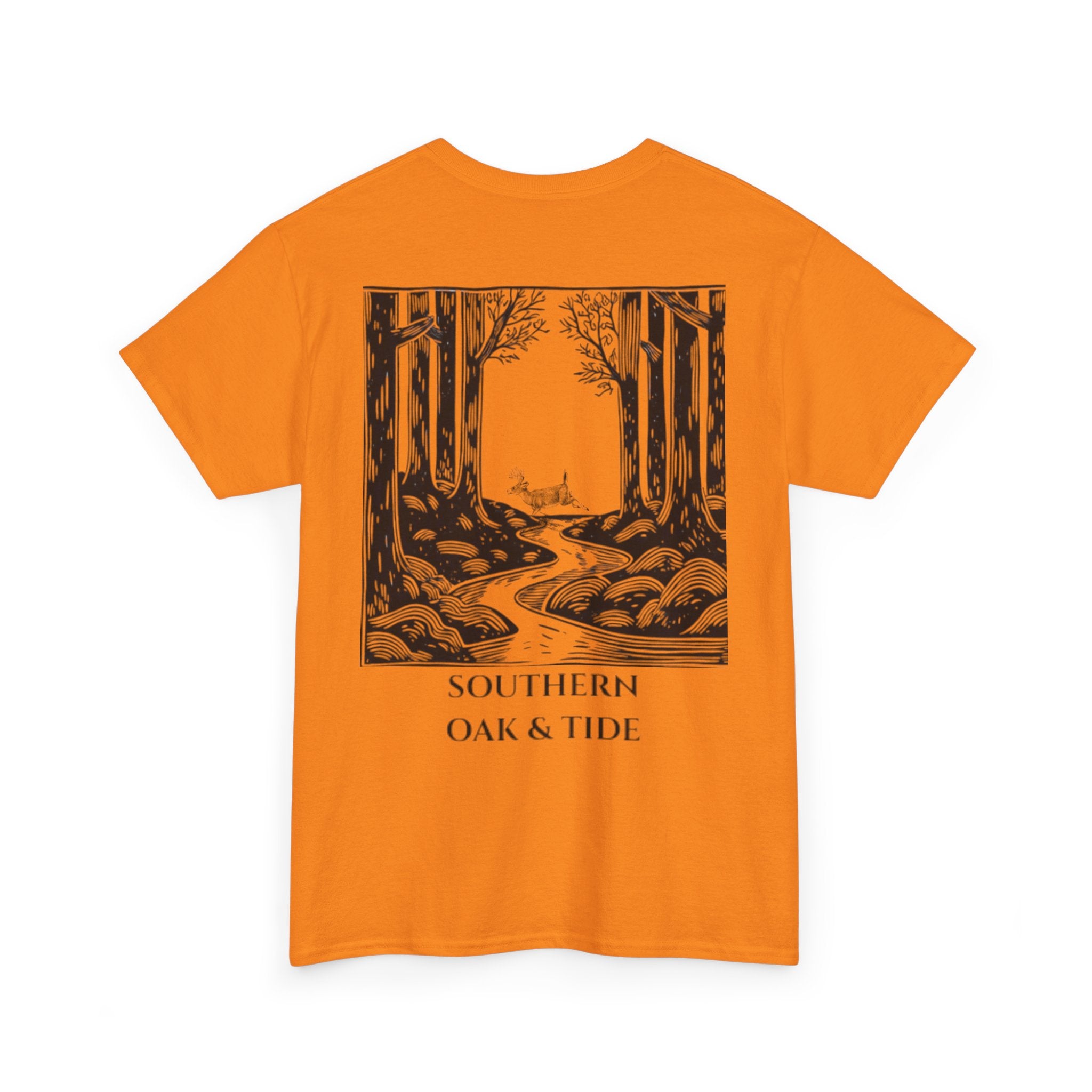 Unisex Heavy Cotton Tee(deer jumping across stream)