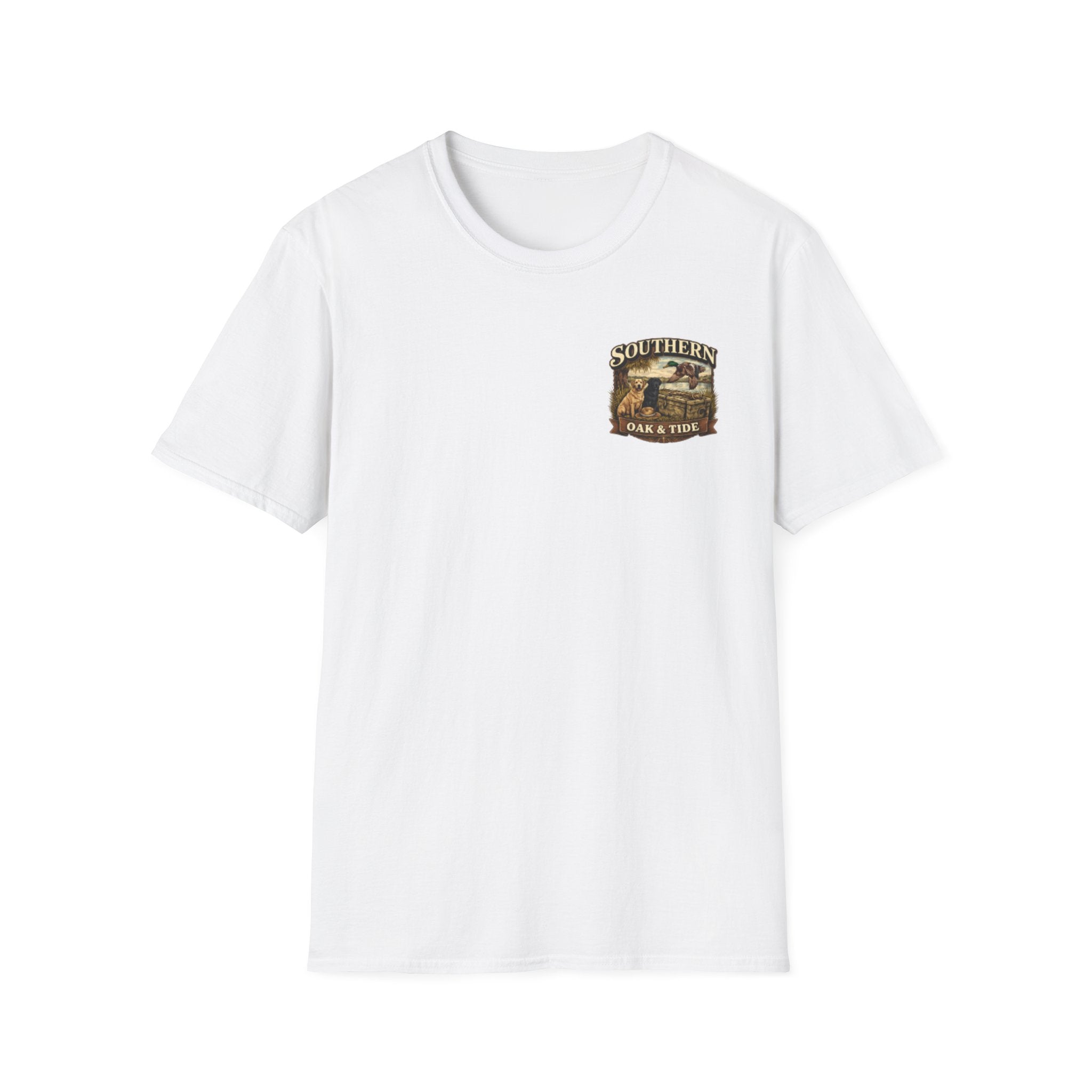 Southern Oak & Tide T-Shirt — Hunting Dogs, Duck & Sunset Graphic Tee