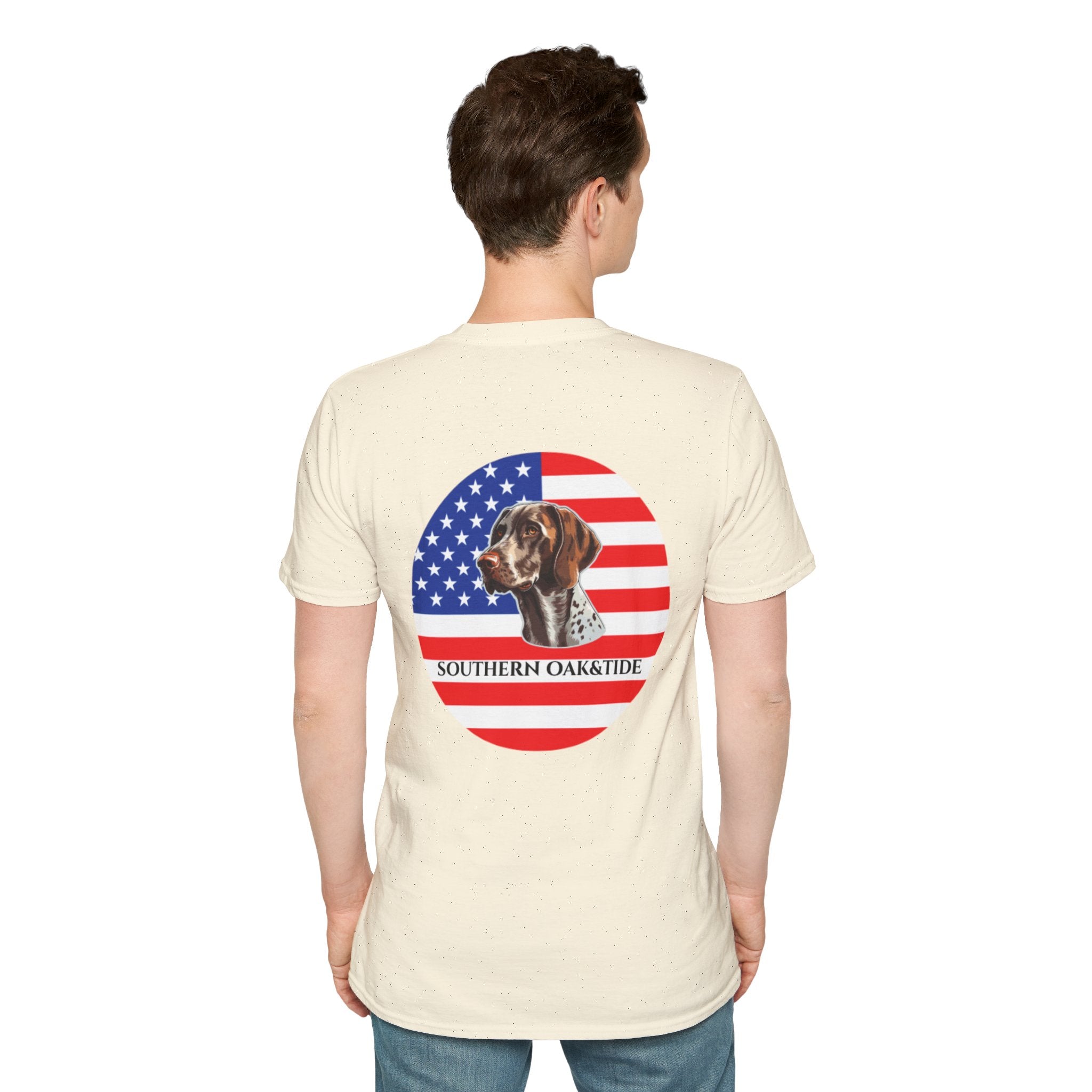Patriotic Hunting Dog T-Shirt – “Southern Oak & Tide” USA Flag Tee