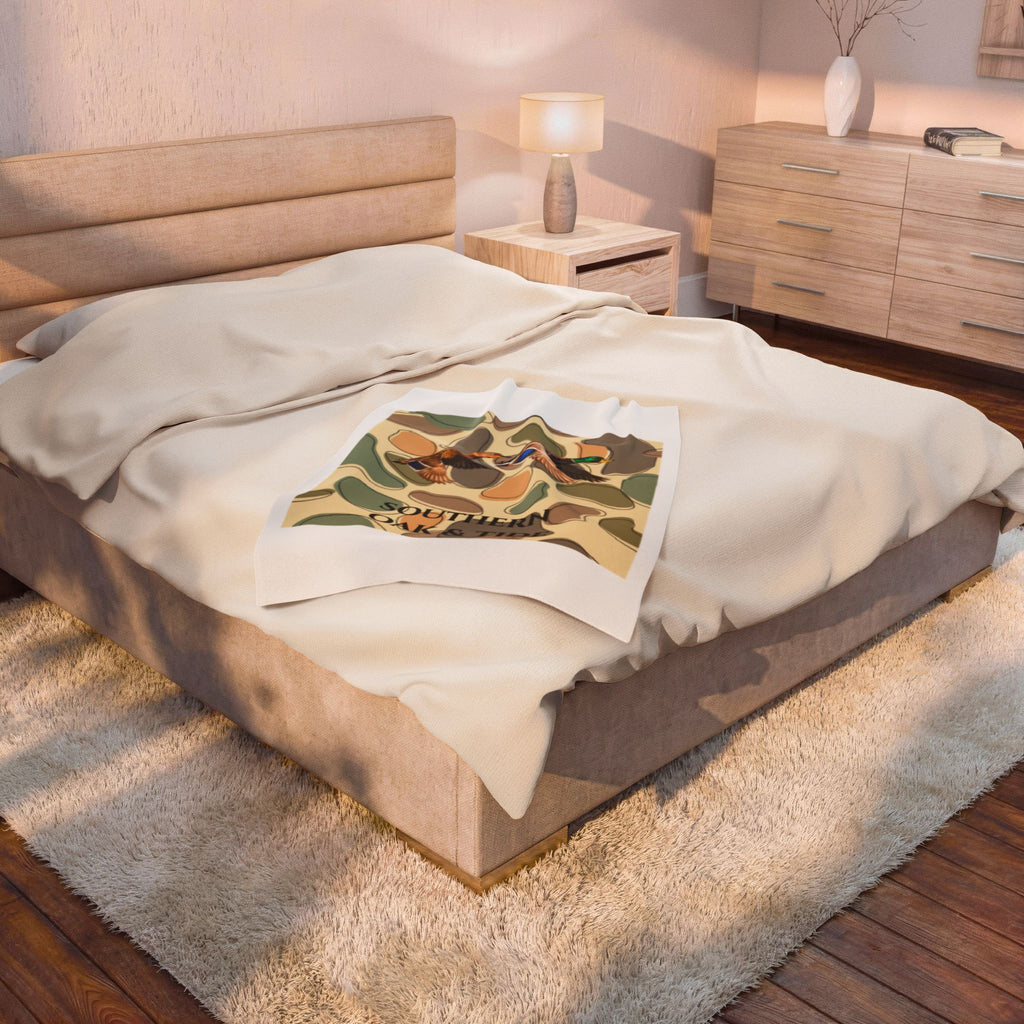 Mallard Ducks Camouflage Velveteen Plush Blanket | Southern Oak & Tide