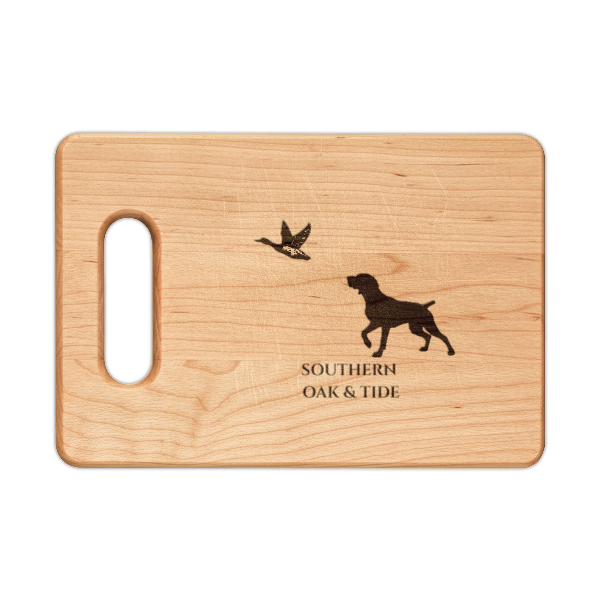 Hunting Dog and Duck Engraved Wooden Cutting Board | Personalized Cutting Board