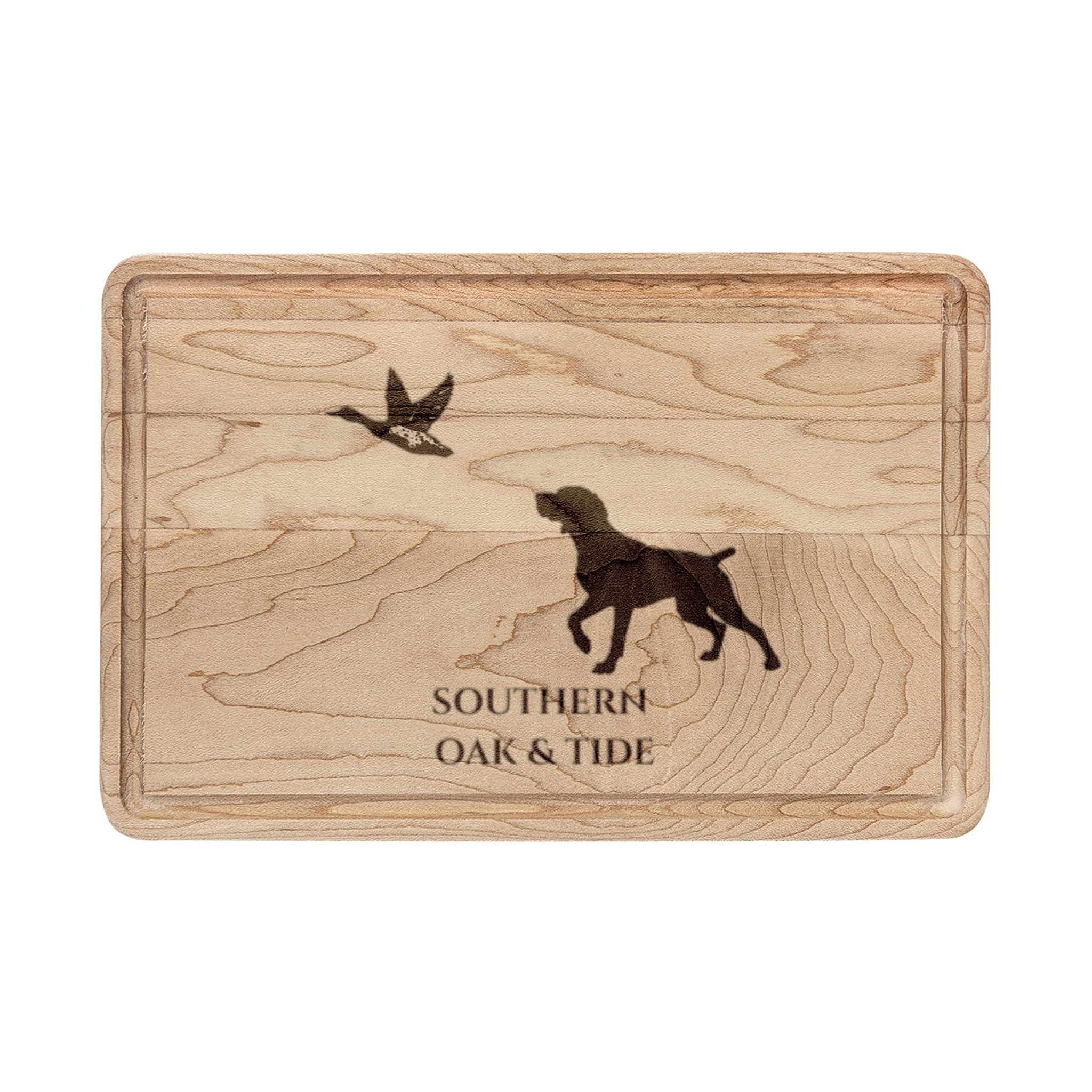 Hunting Dog and Duck Engraved Wooden Cutting Board | Personalized Cutting Board