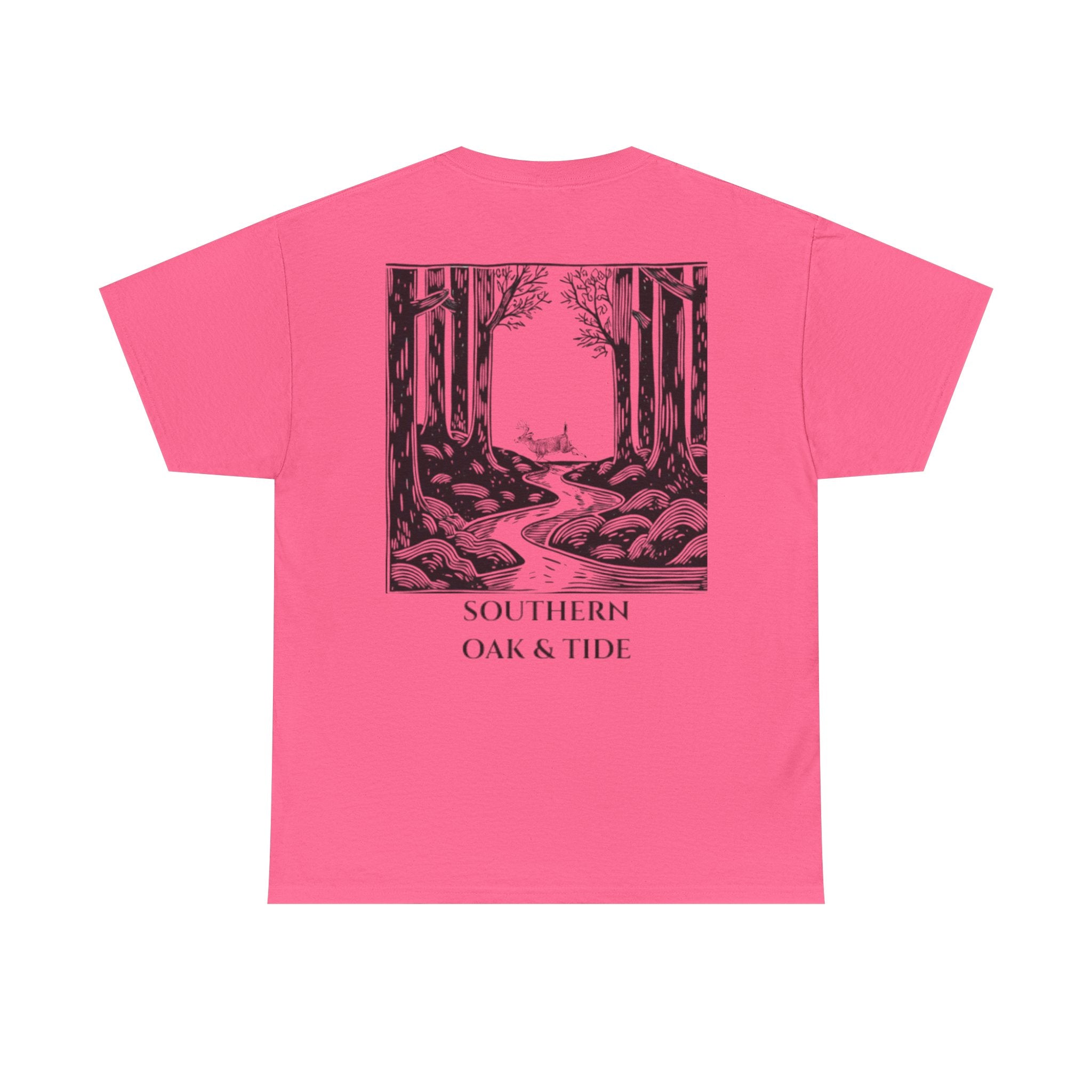 Unisex Heavy Cotton Tee(deer jumping across stream)