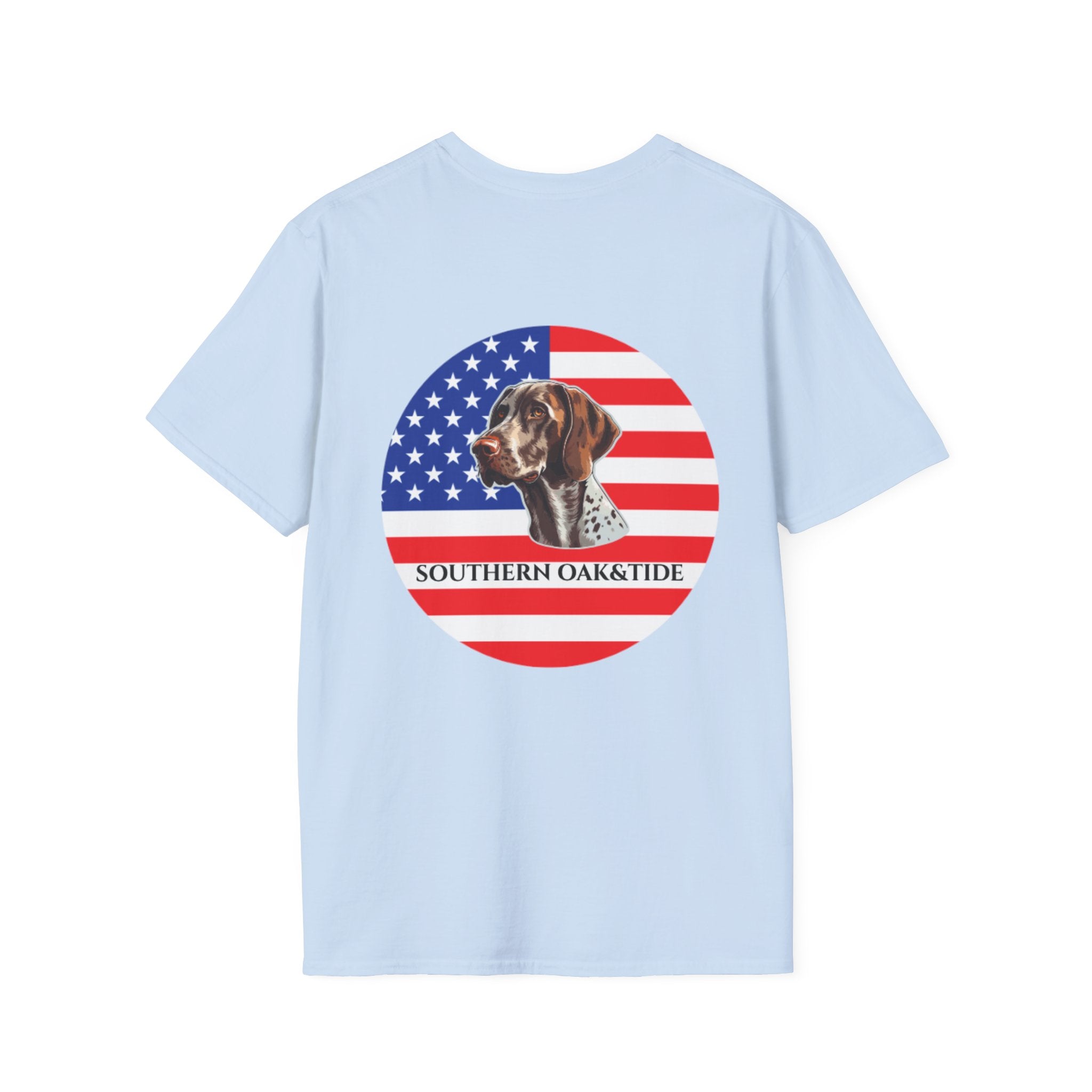 Patriotic Hunting Dog T-Shirt – “Southern Oak & Tide” USA Flag Tee