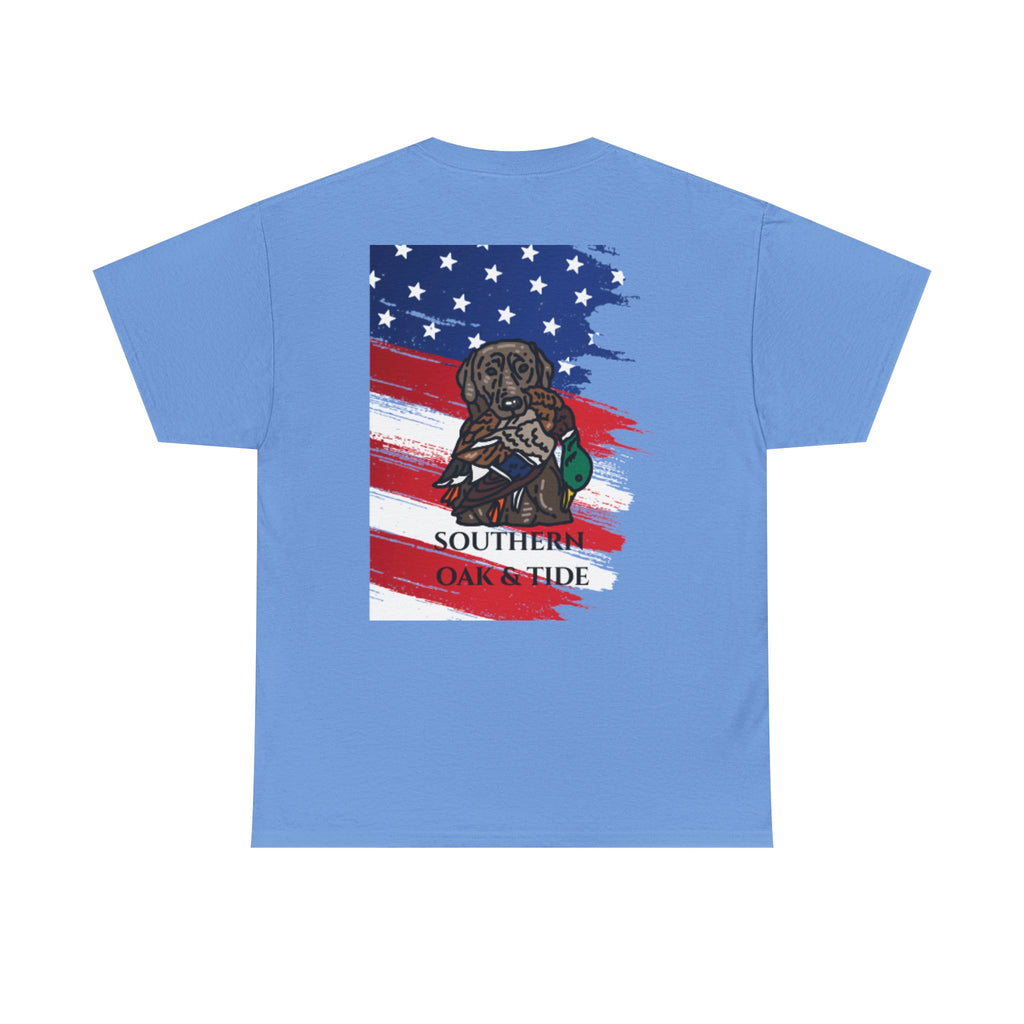 Unisex Heavy Cotton Tee(American flag with duck & dog)
