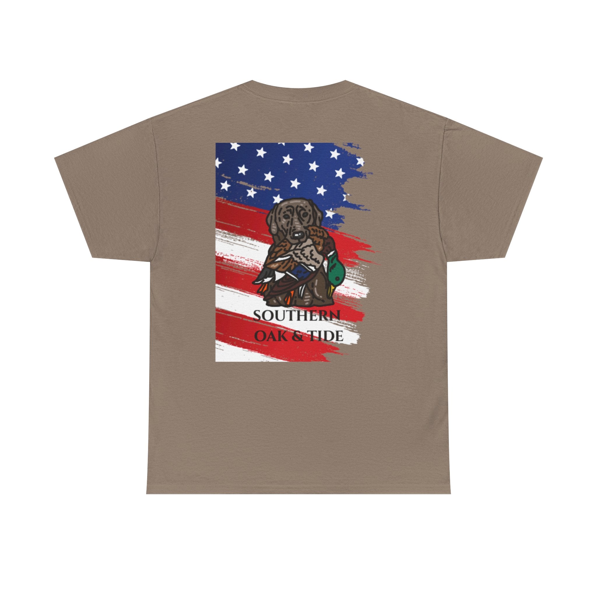 Unisex Heavy Cotton Tee(American flag with duck & dog)