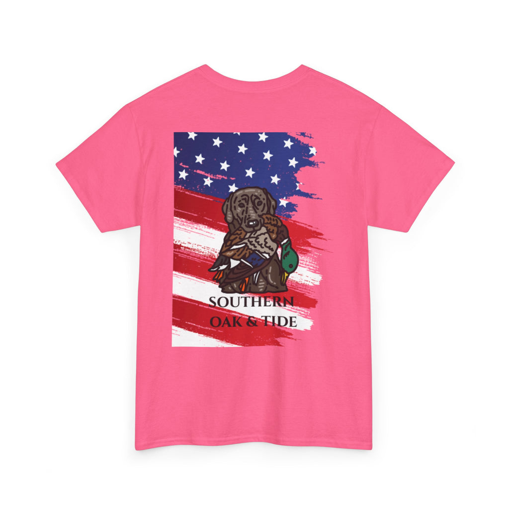 Unisex Heavy Cotton Tee(American flag with duck & dog)