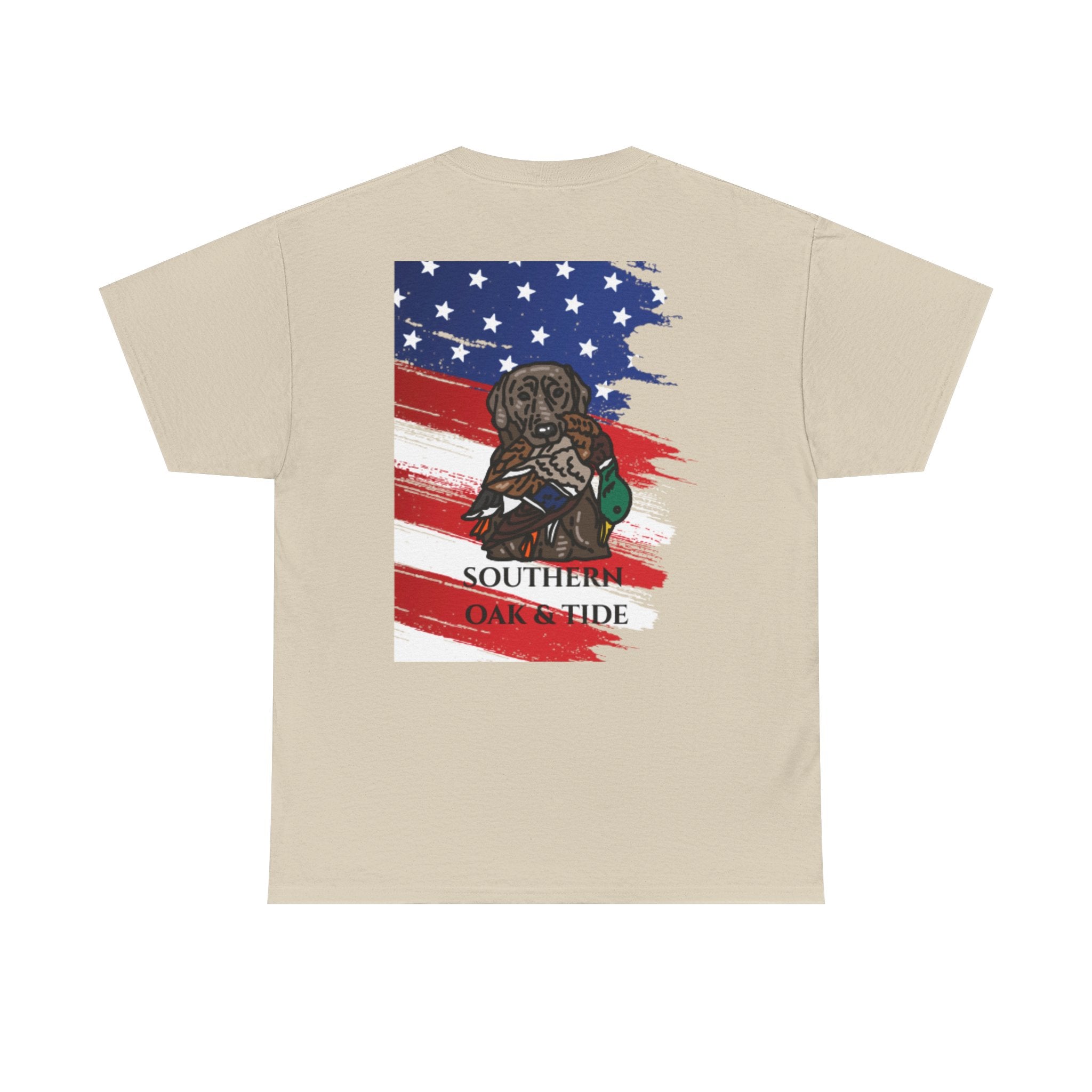Unisex Heavy Cotton Tee(American flag with duck & dog)