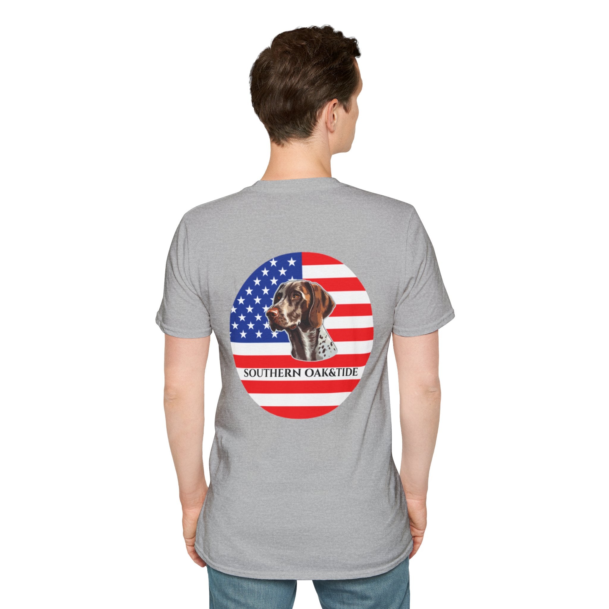 Patriotic Hunting Dog T-Shirt – “Southern Oak & Tide” USA Flag Tee