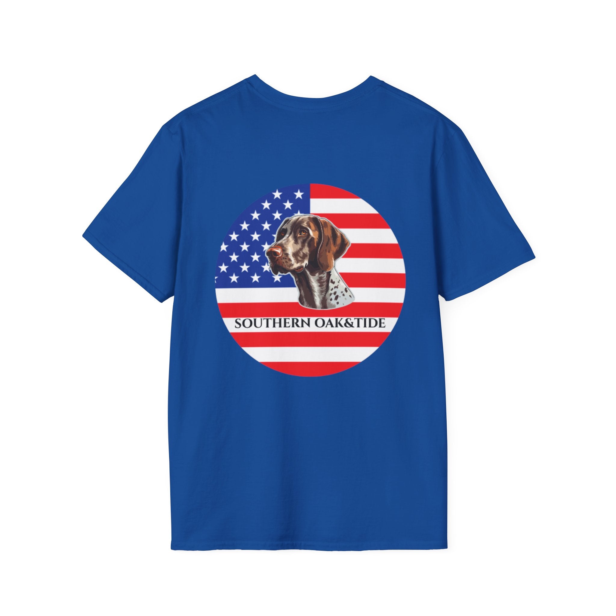 Patriotic Hunting Dog T-Shirt – “Southern Oak & Tide” USA Flag Tee