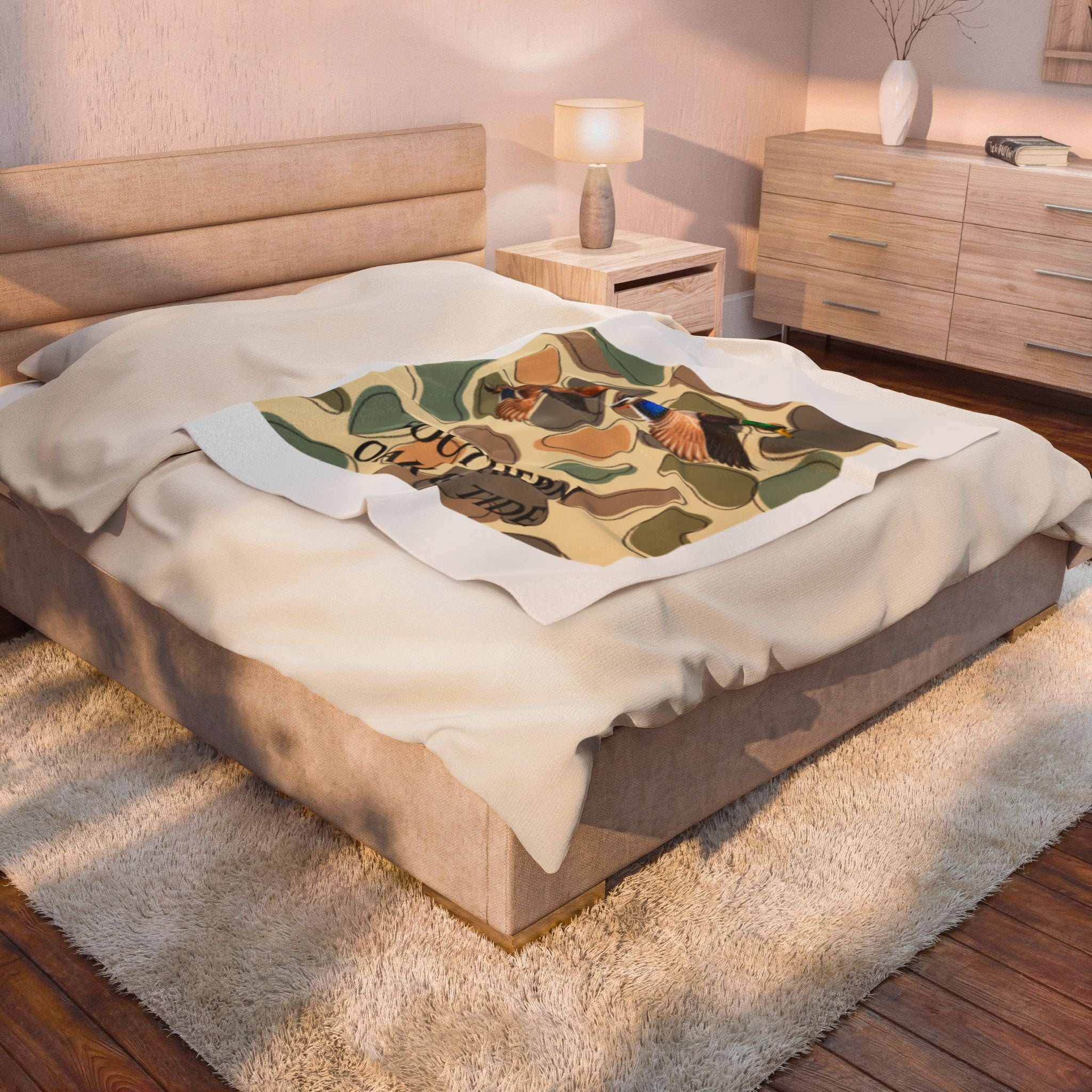 Mallard Ducks Camouflage Velveteen Plush Blanket | Southern Oak & Tide