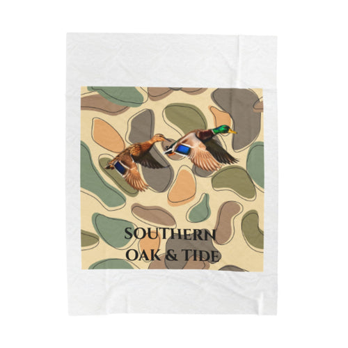 Mallard Ducks Camouflage Velveteen Plush Blanket | Southern Oak & Tide
