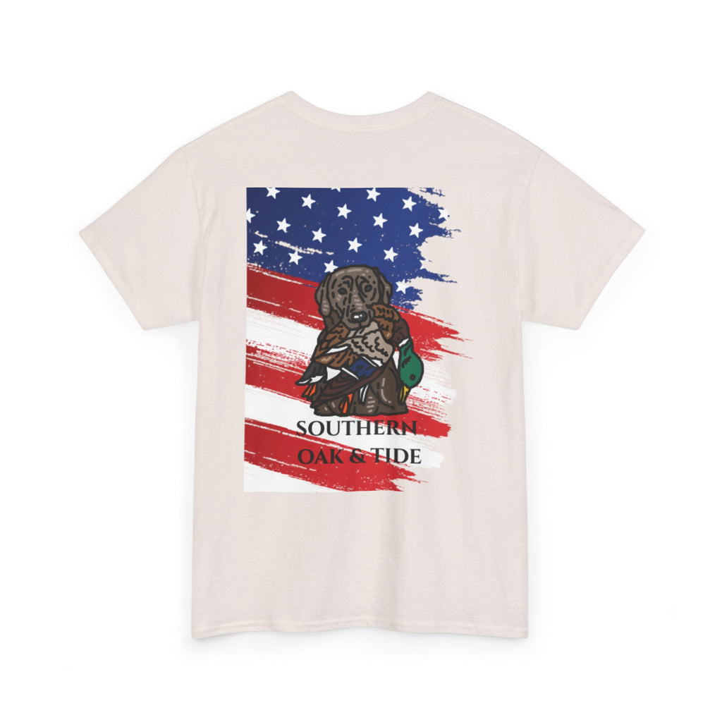 Unisex Heavy Cotton Tee(American flag with duck & dog)