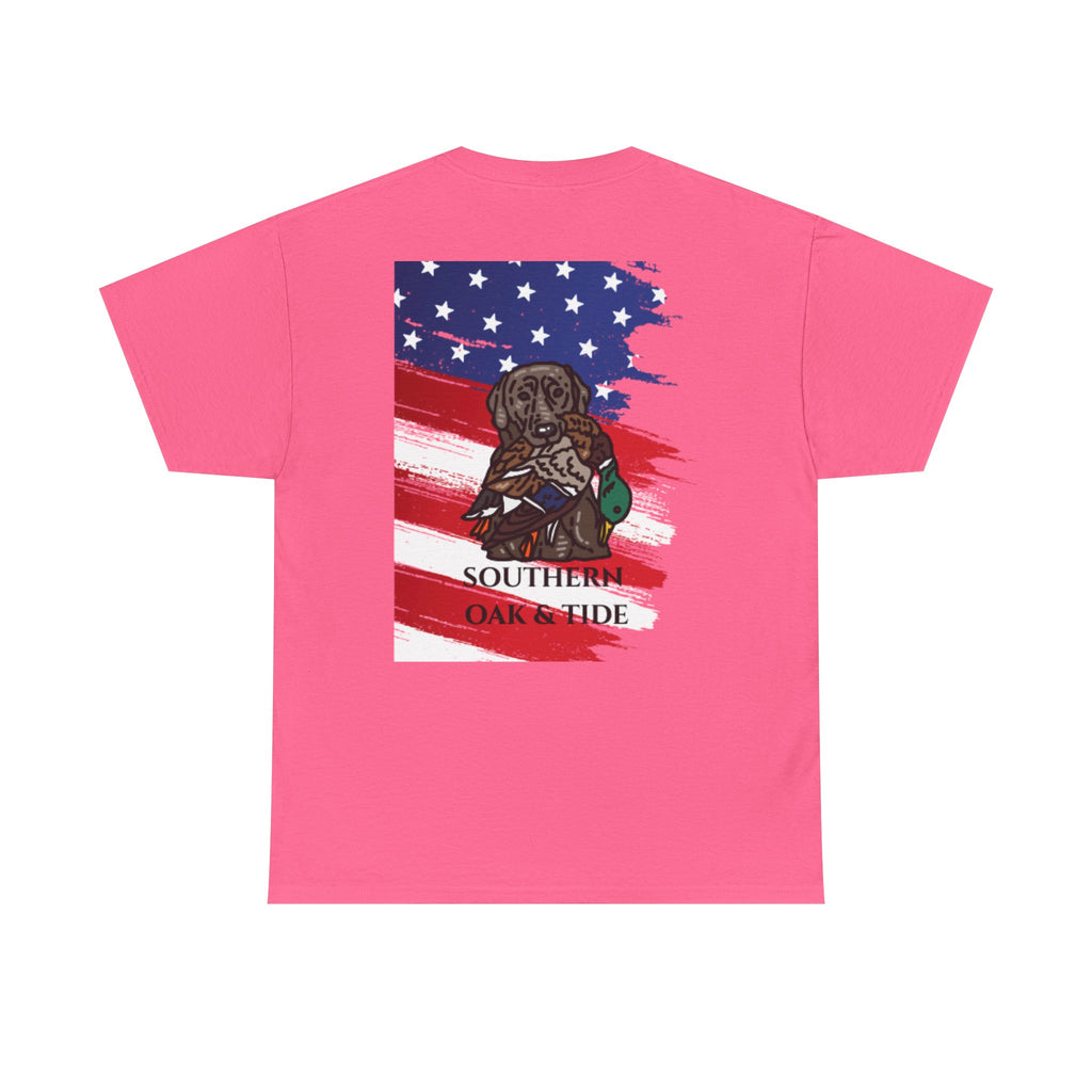Unisex Heavy Cotton Tee(American flag with duck & dog)