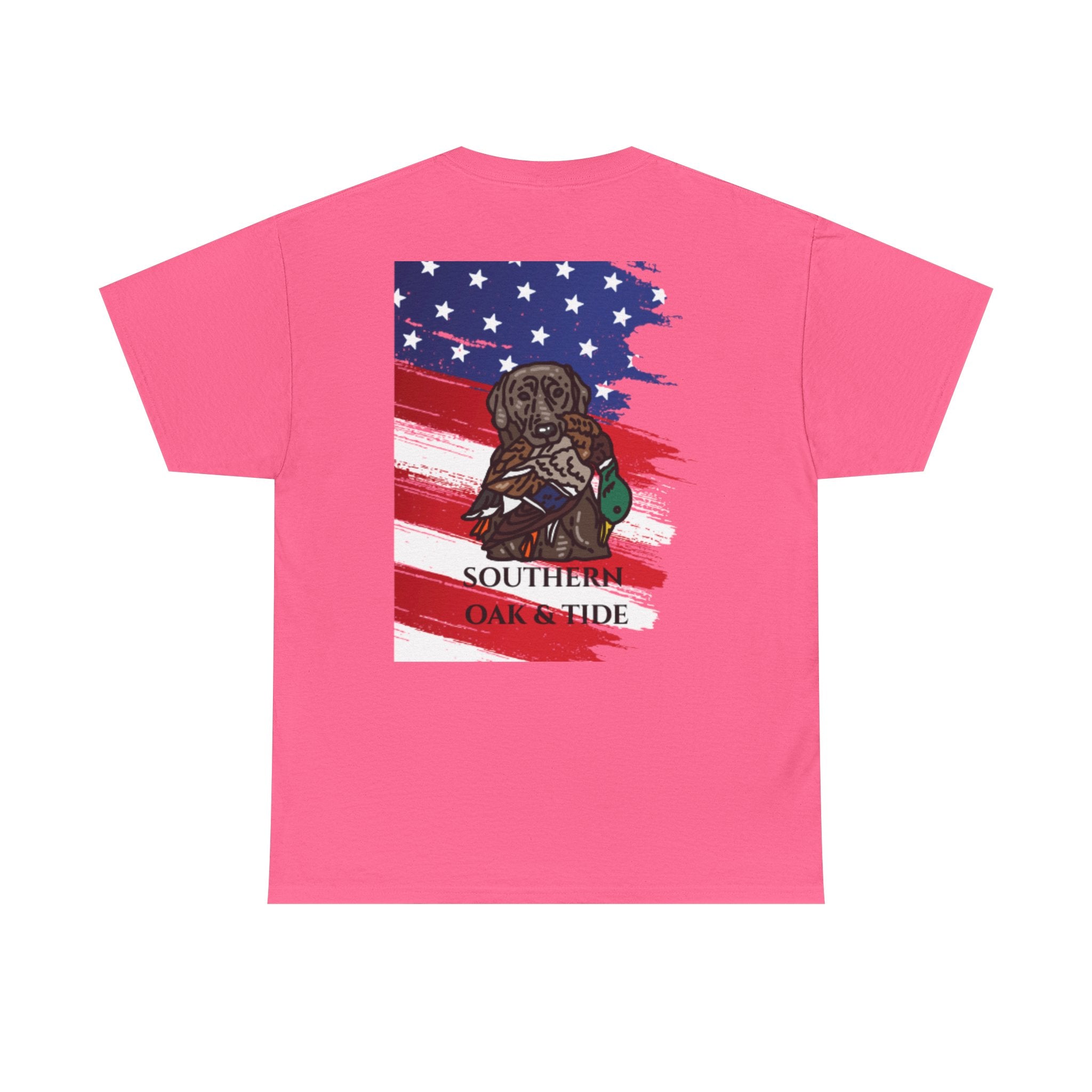 Unisex Heavy Cotton Tee(American flag with duck & dog)